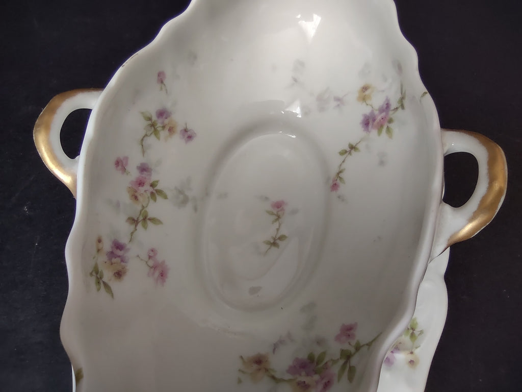 Haviland Limoges Gravy Boat Pink Purple Yellow Rose (lot 841)