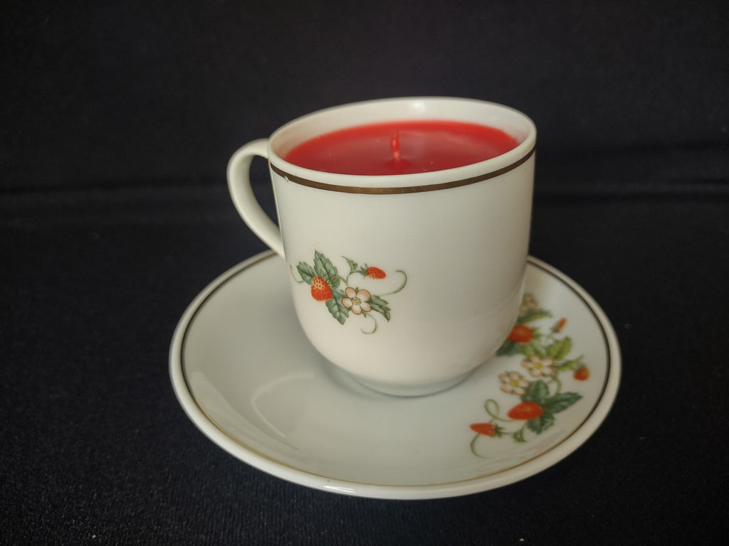 Made Brazil for Avon Porcelain 22k Gold Trim Dessert Demi-Cup Candle (lot 2724c)