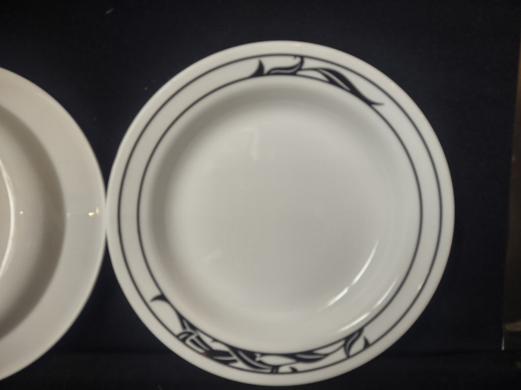 Corelle x 2 LYRICS Bowl Flat Rim Pasta Soup Black Tulip Floral Spray (lot 2791c)