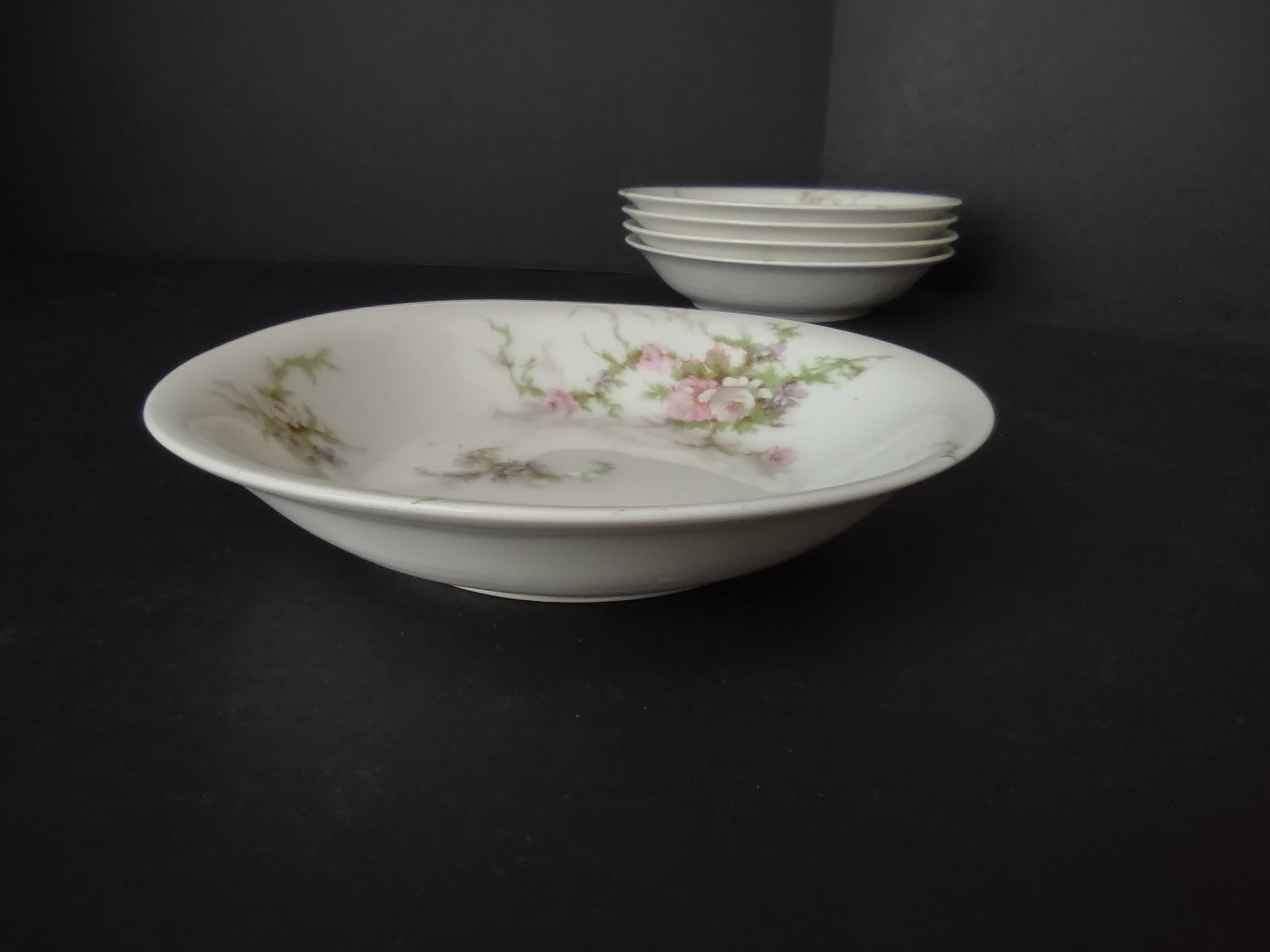 Haviland Limoges 5 x Small Bowl 5" Pink White Cabbage Rose Moss (lot 908)