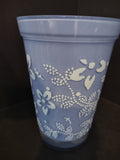 CRISAL Glass 7" Tumbler Vase Blue Floral Design (lot 2992c)