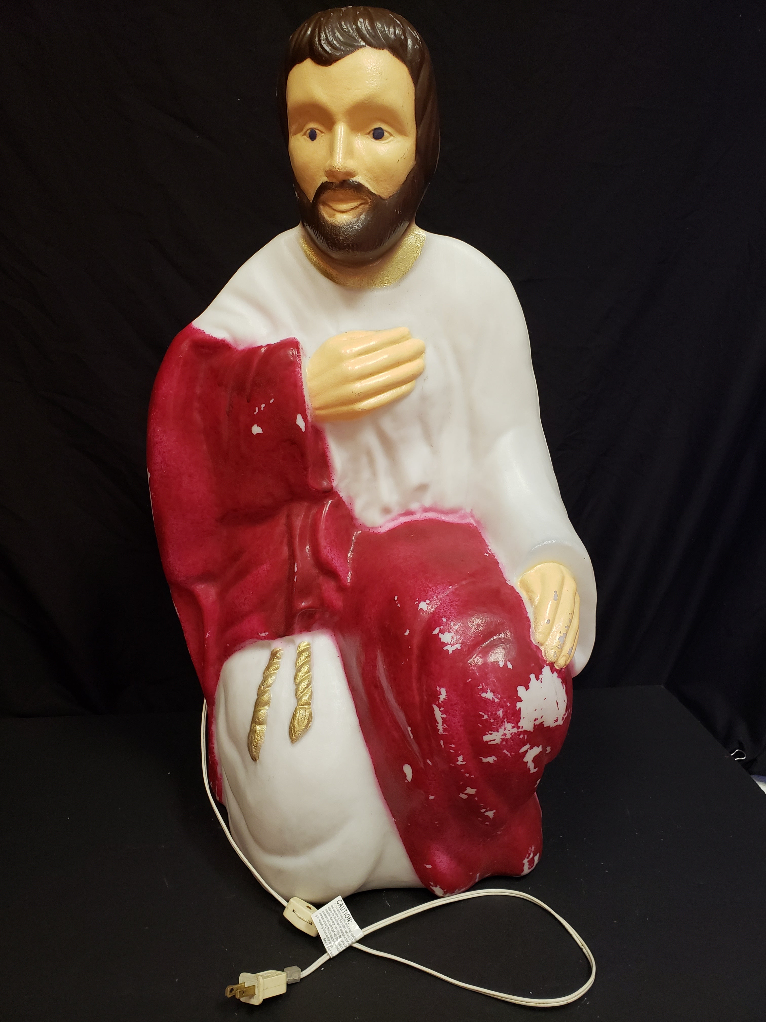Vintage Christmas Blow Mold Nativity Joseph Maroon Figurine 29" (lot 2245)