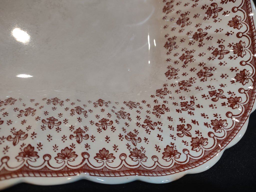 Vintage Spode Fleur-De-Lis Serving Bowl Brown Countryside Ironstone (lot 5755)