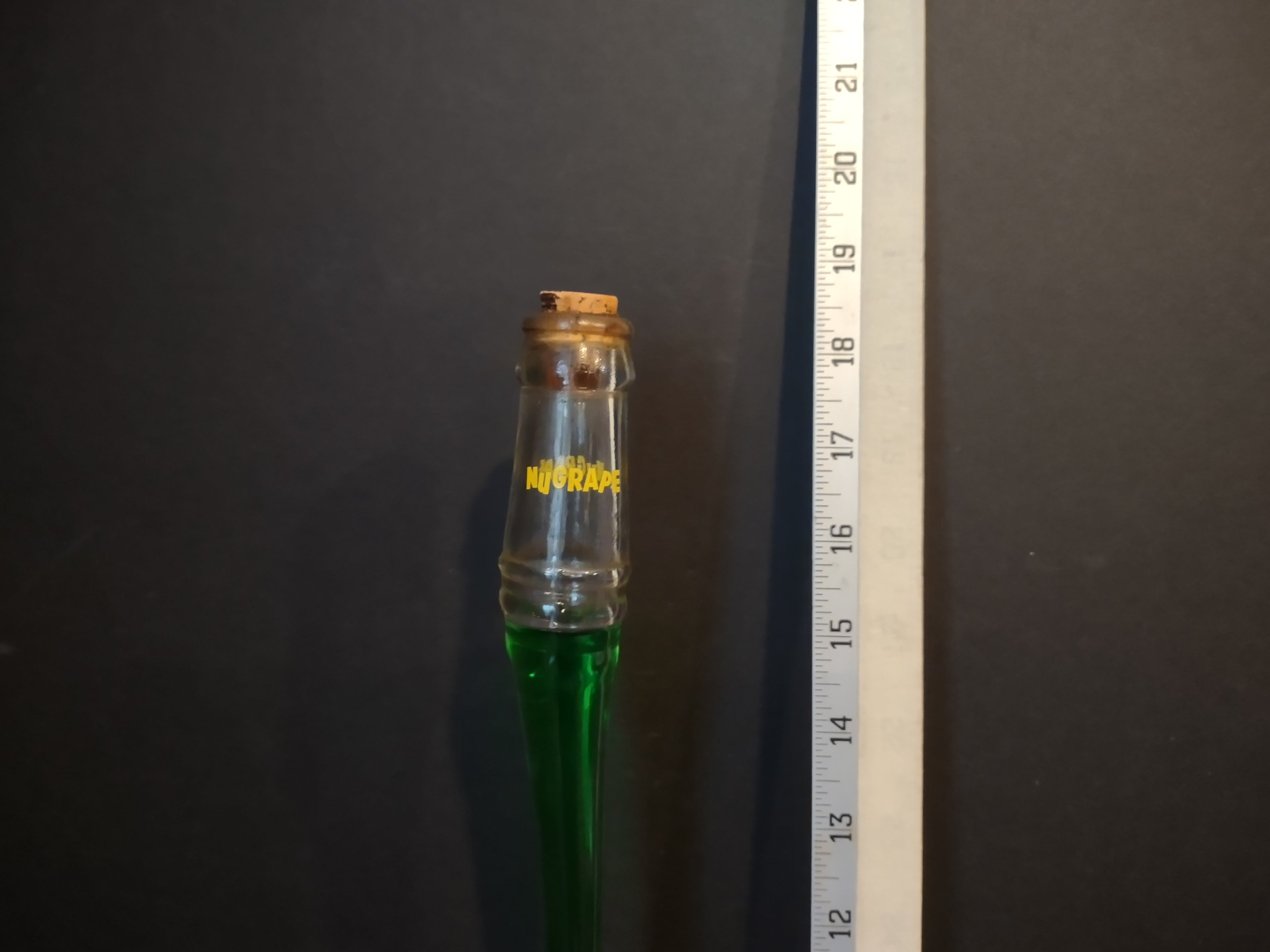 Vintage Collectible Nu Grape Stretched Out Bottle 10 oz fl Green (lot 2554j)