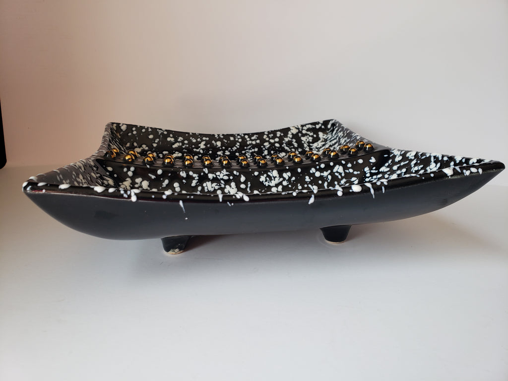 Vintage Stanford Selbring Ceramic MCM Black White Square Ashtray 9" (lot 2149d)