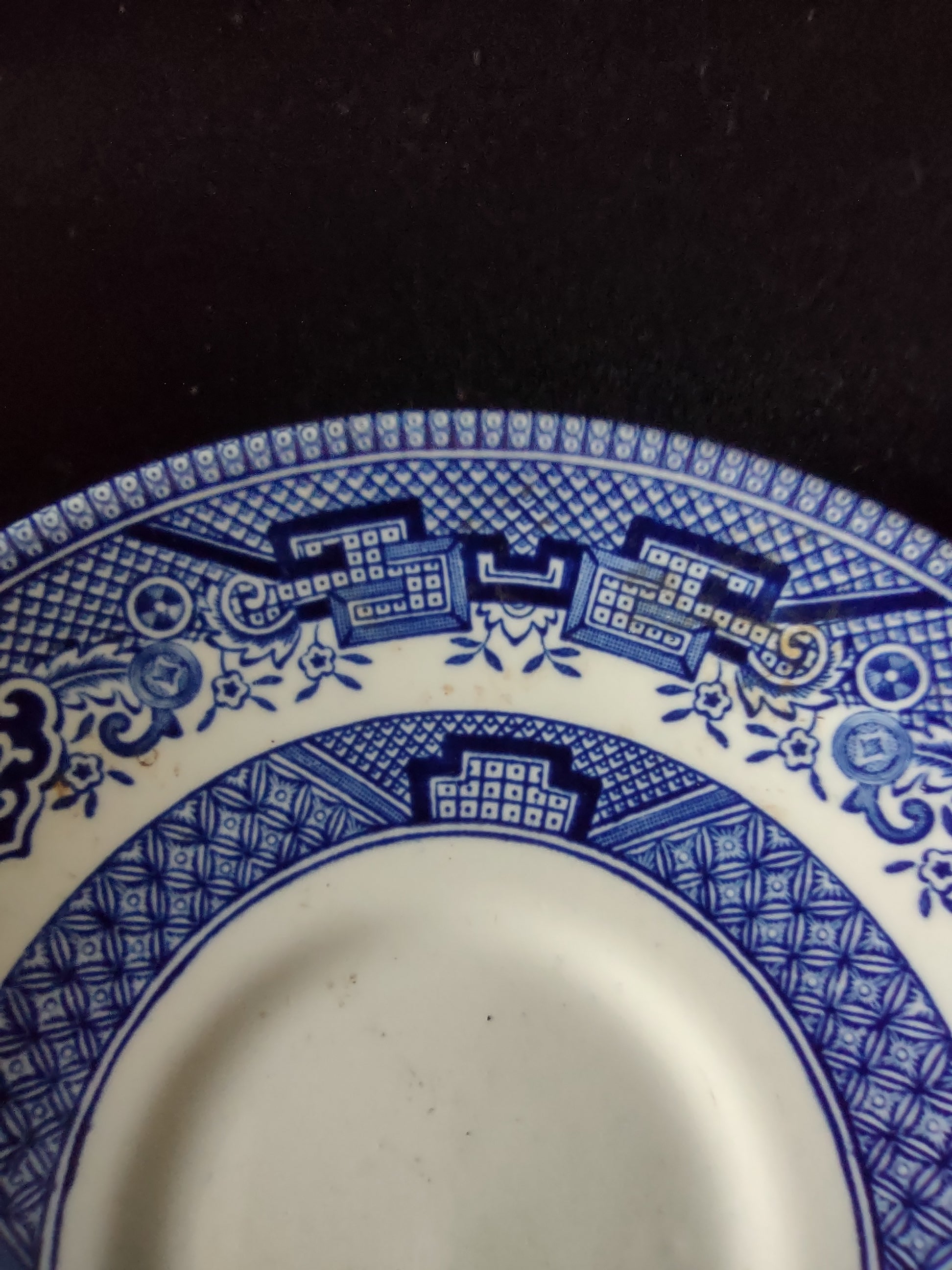 Vintage Churchill Teacup Saucer Ironstone Blue Willow Set Of 2 (Lot 5584)
