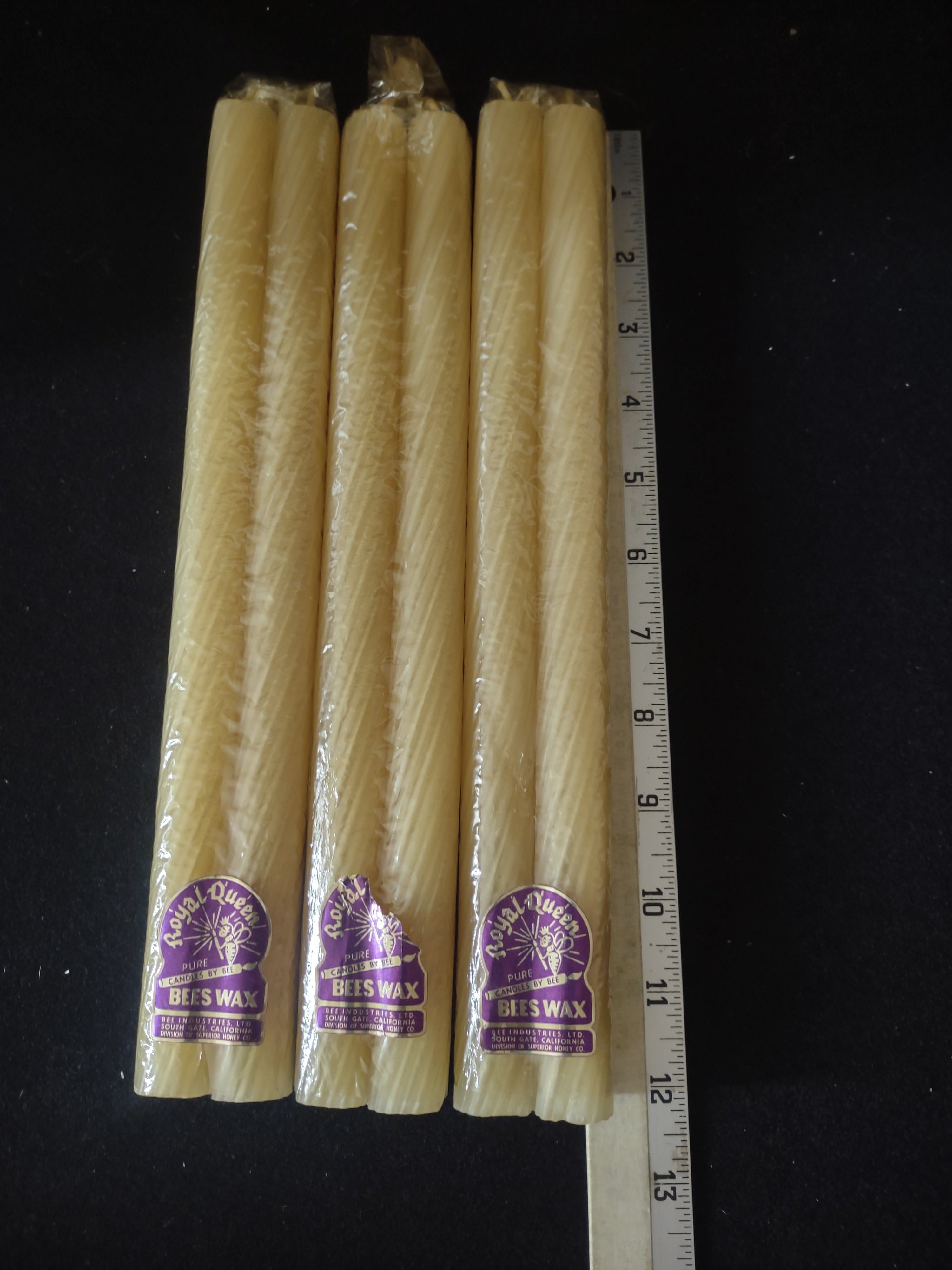Halloween Thanksgiving Royal Queen Pure Bees Wax 12" Taper Candles (Lot 3599)