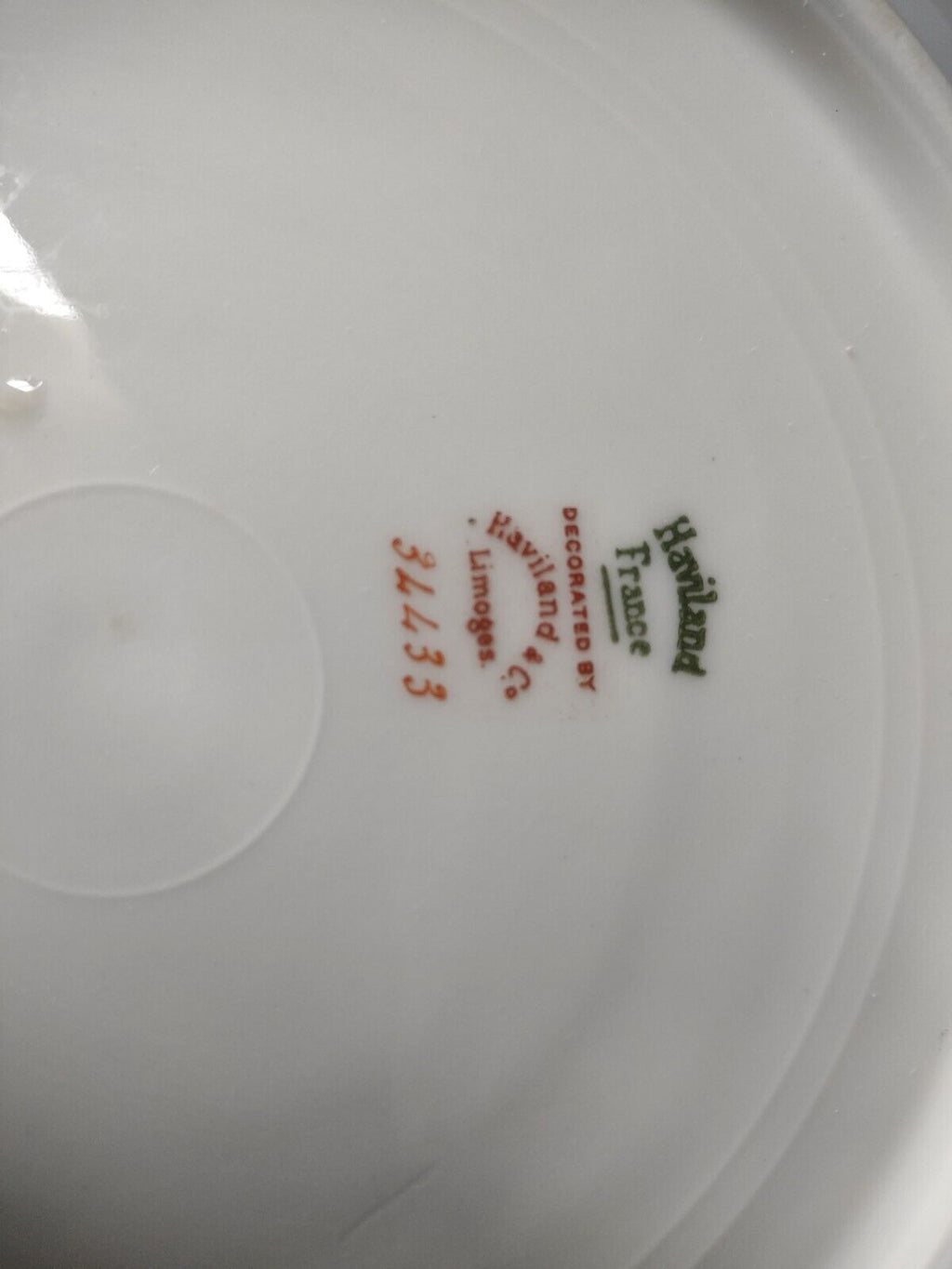 Haviland Limoges Red Rose Garland White Dinner Plate 9-3/4" (lot 355)