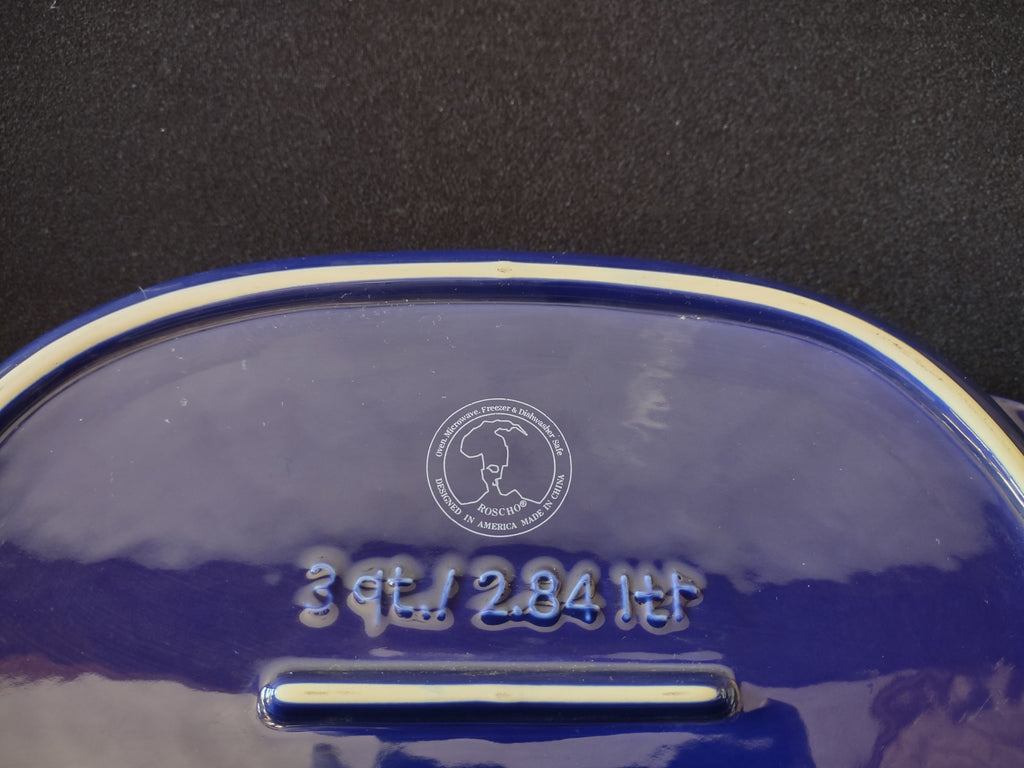 Roscho Coblat Blue 3 Qt Casserole Ceramic for Oven Microwave (lot 5218)