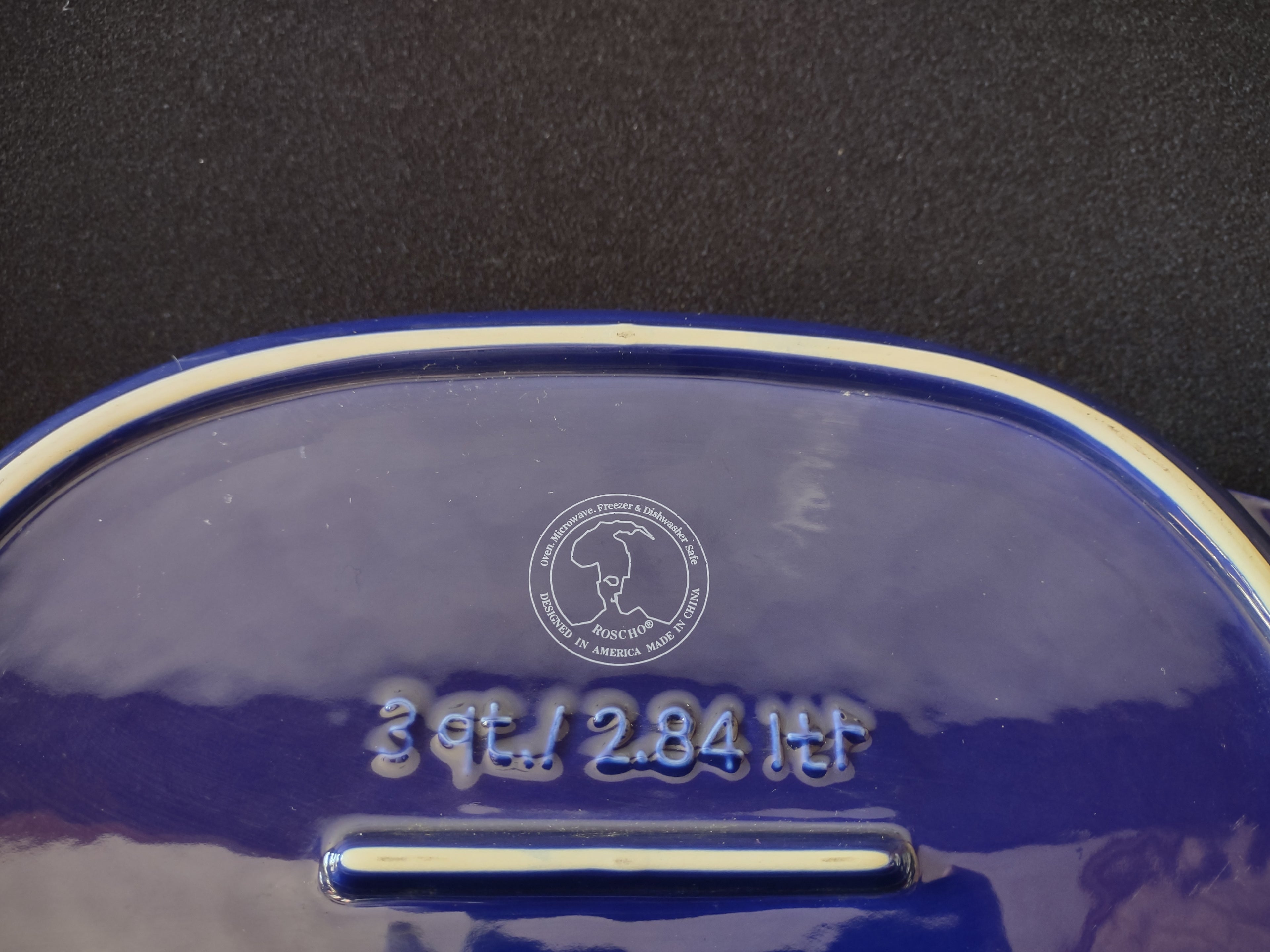 Roscho Coblat Blue 3 Qt Casserole Ceramic for Oven Microwave (lot 5218)