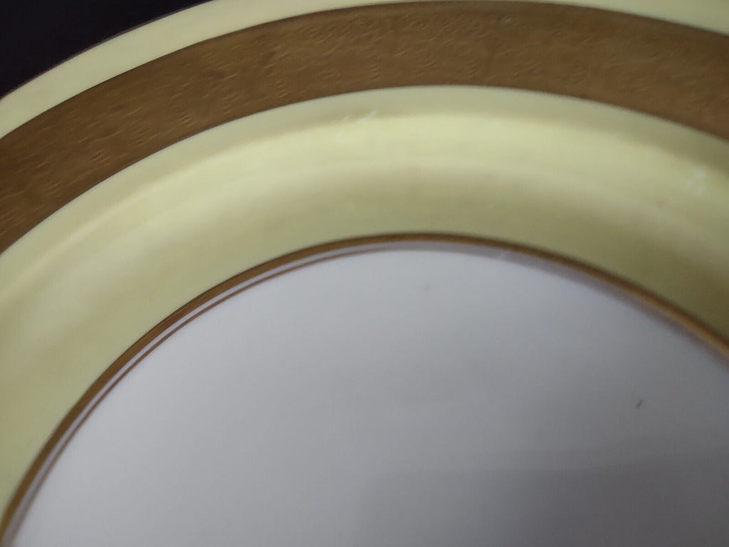 Haviland USA Heavy Ornate Gold Trim Yellow Dinner Charger Plate 10-7/8" (lot 721