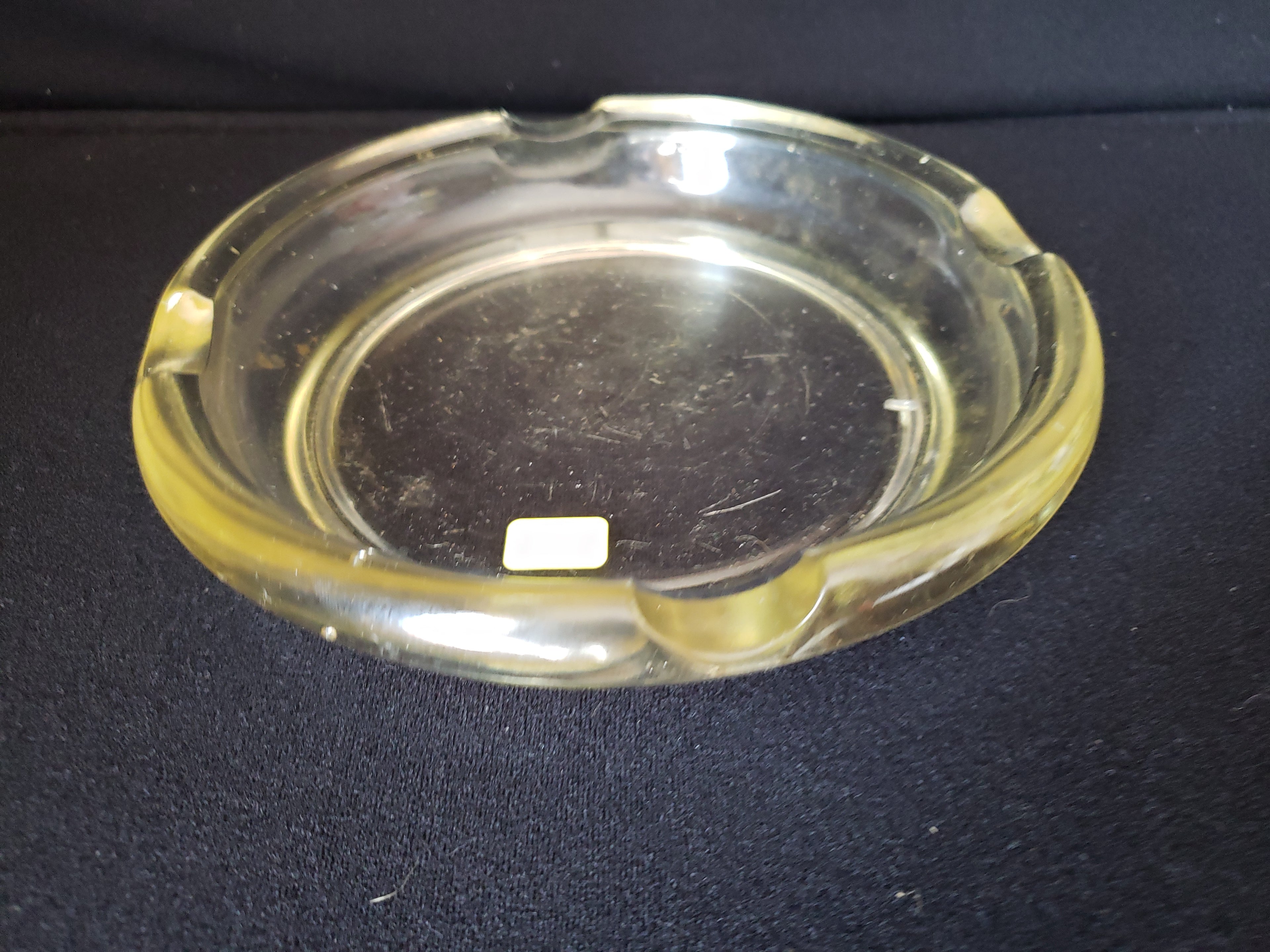 Vintage Mid Century Modern Clear Glass Ashtray 7-1/2" (lot 2166)