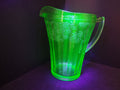 Green Light Up Uranium Glass Pitcher Jeanette Flat Panel Cherry Blossom lot 2718