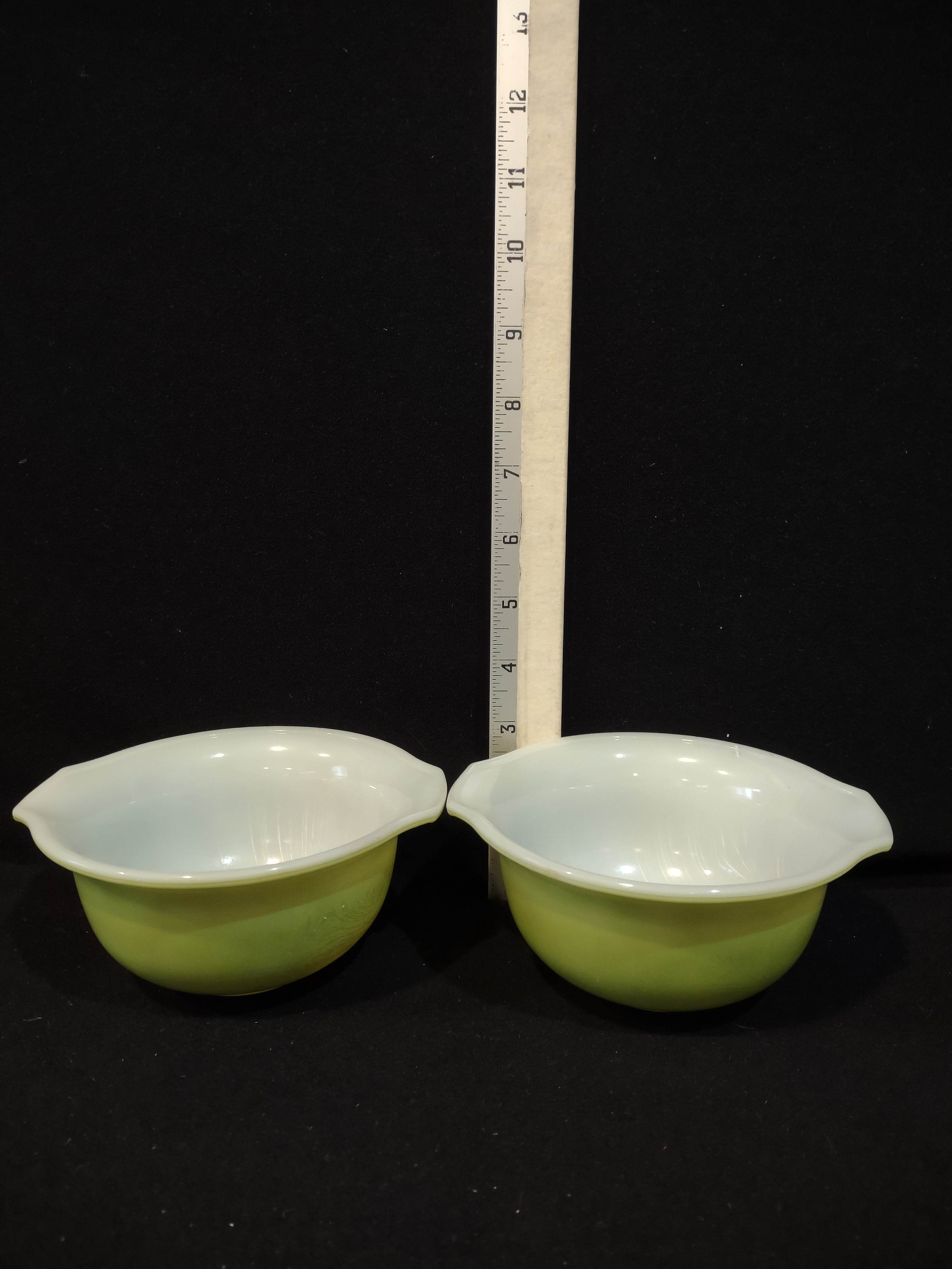 Vintage Glasbake Lime Green 5" Individual Casserole Bowls Set Of 2 (Lot 5228)