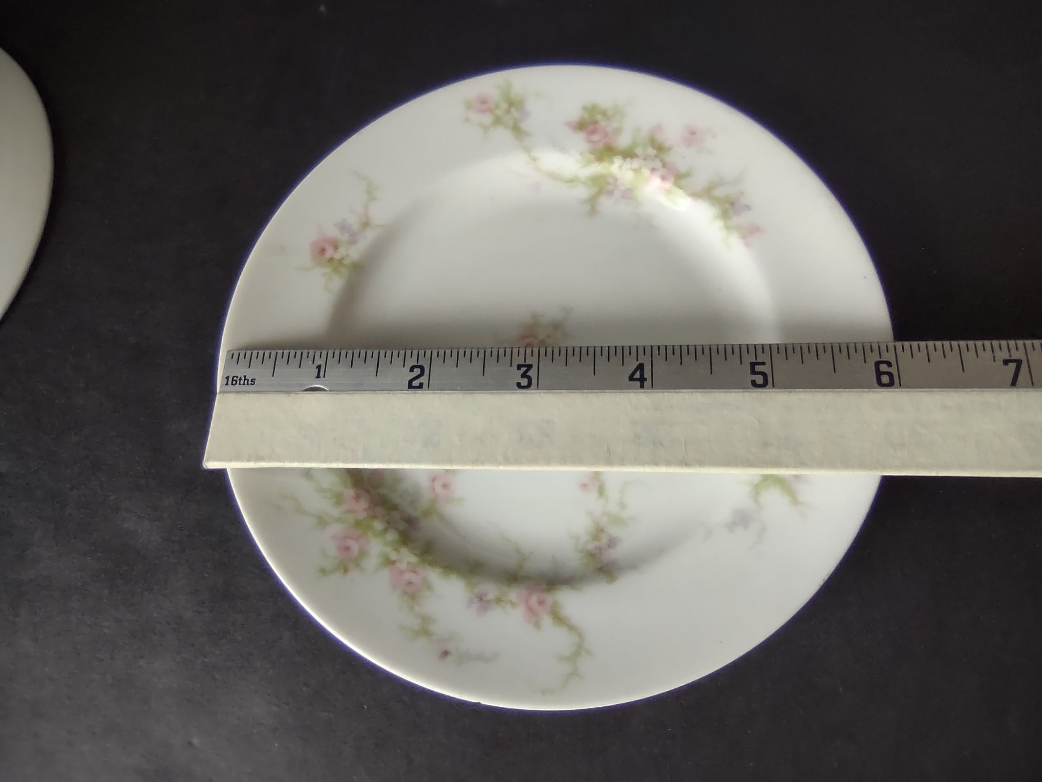 Haviland Limoges 2 x Bread Butter Plate Rose White Purple Flower Moss (lot 898)