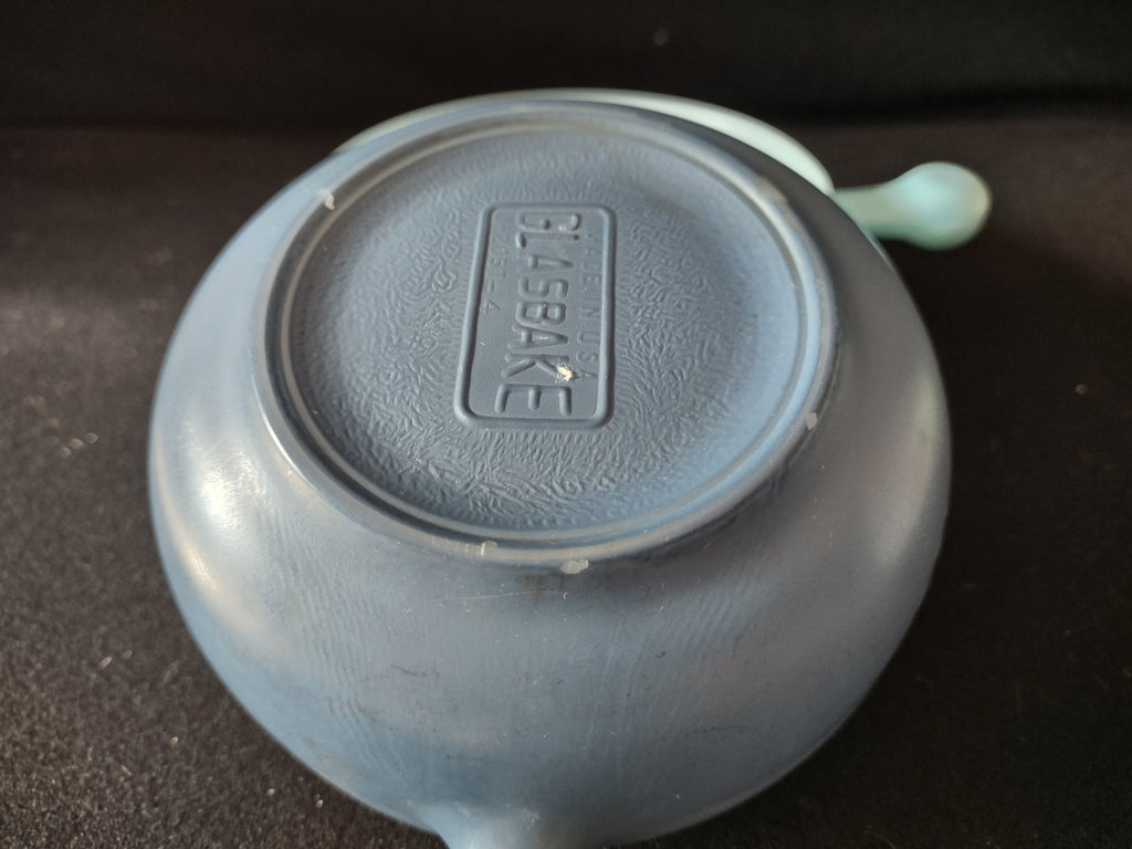 Vintage Milk Glass Glasbake USA Soup Bowl Blue x 2 (lot 5215)