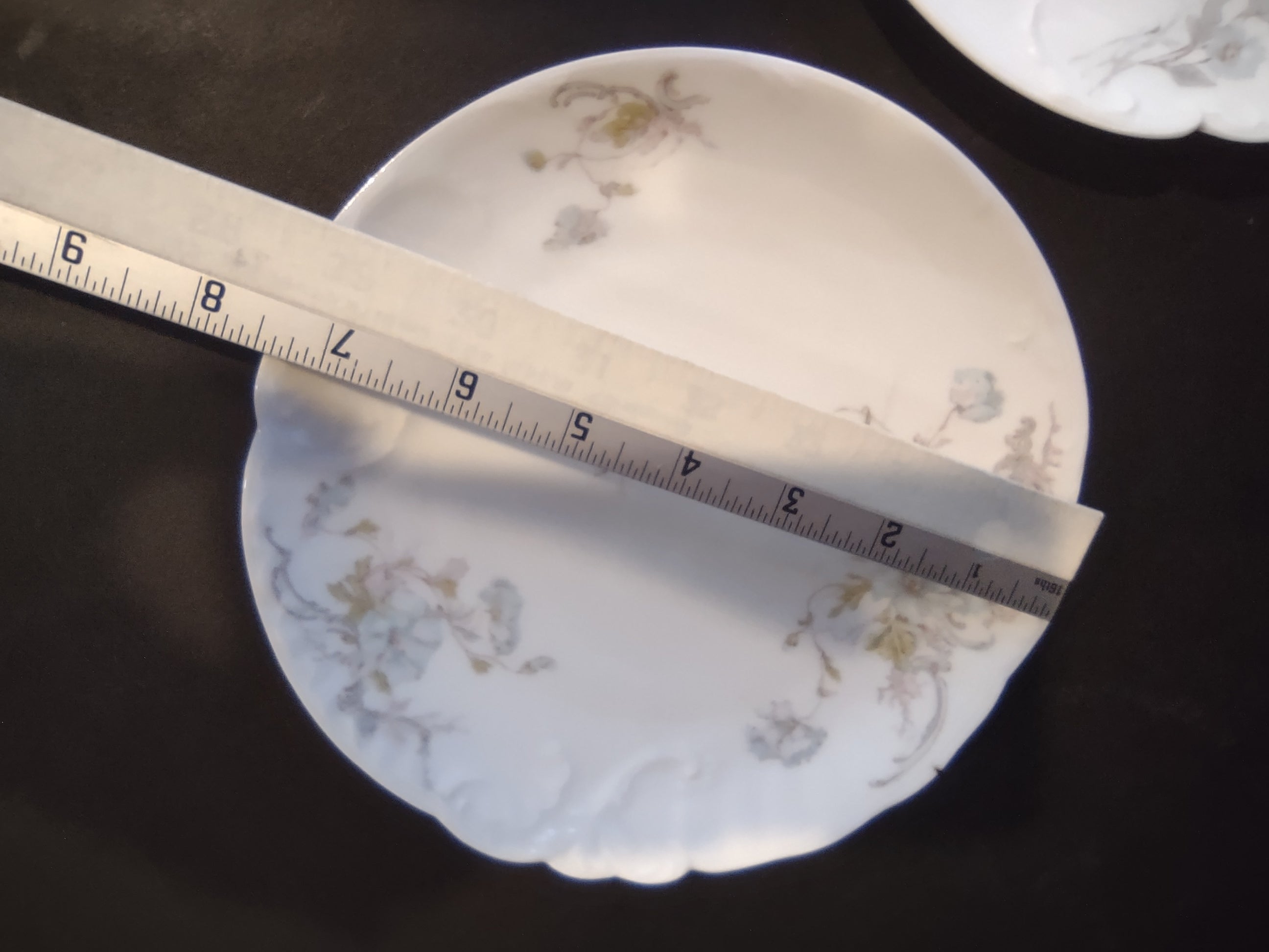 A L Limoges Set Luncheon & Dessert Plate Blue Daisy Flower (lot 1086)