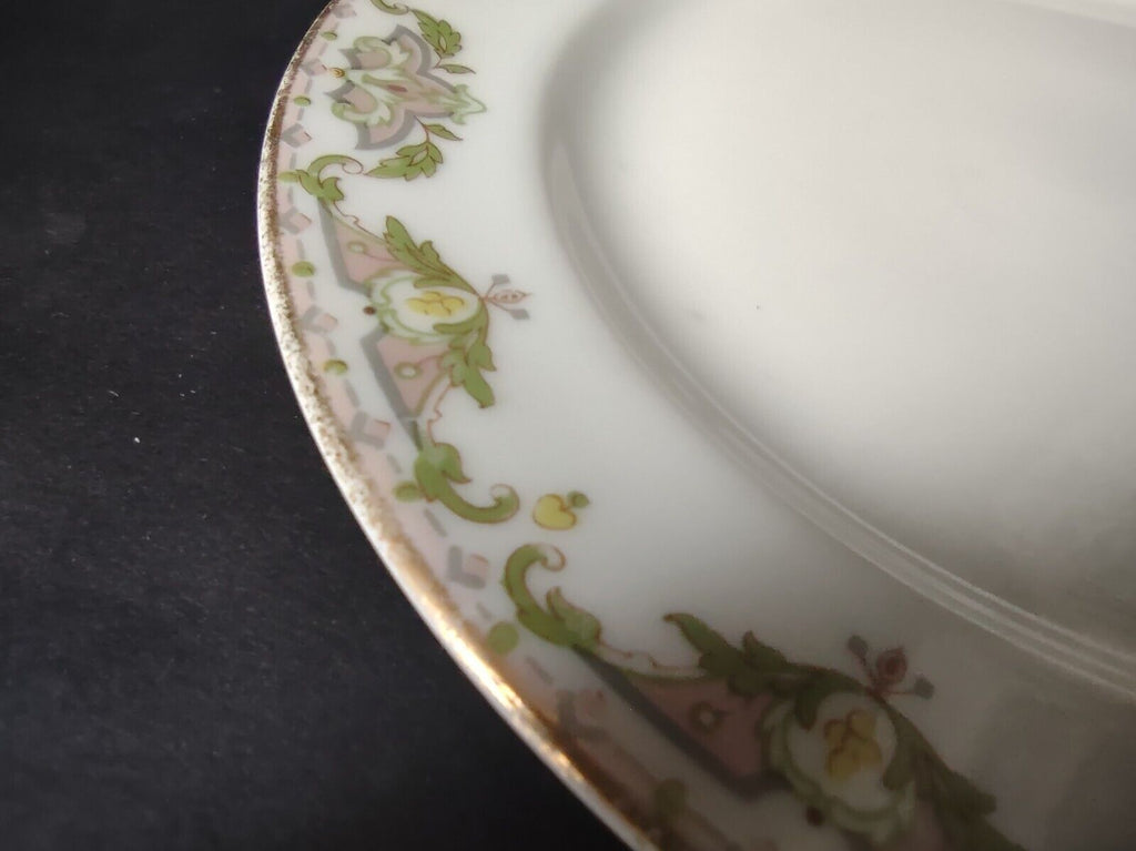 JP (Jean Pouyat) France Dessert Plate Pink Green Yellow (lot 623)