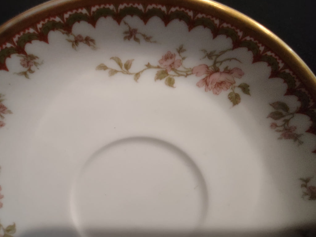 Haviland Limoges French Chic Rose Maroon Green Saucer ONLY (lot 1091)