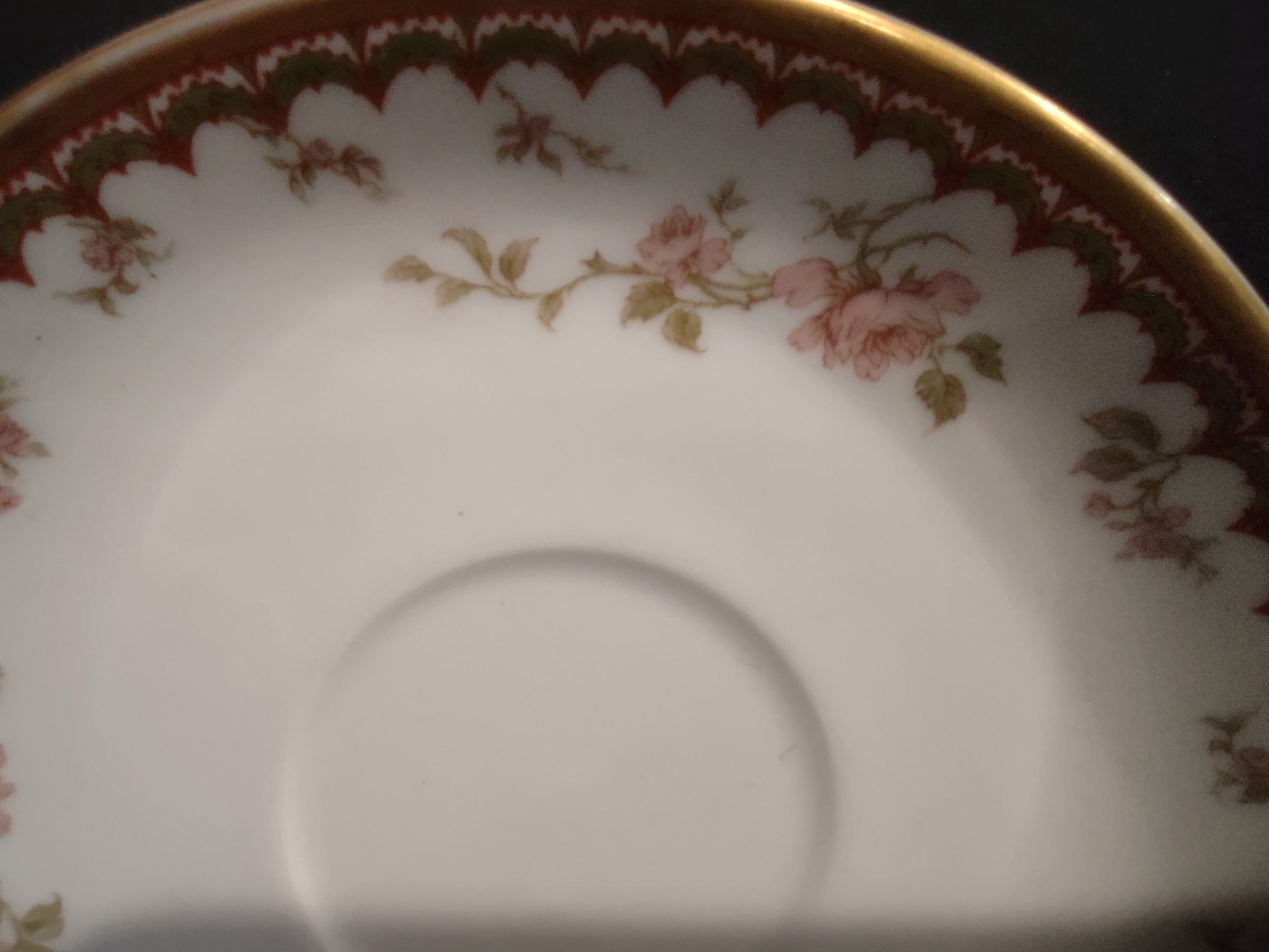 Haviland Limoges French Chic Rose Maroon Green Saucer ONLY (lot 1091)
