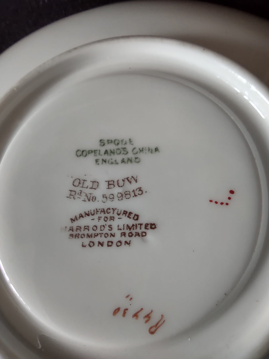 Vintage Copeland Spode Saucer Old Bow Chinoiserie Style Harrods London (Lot 5765
