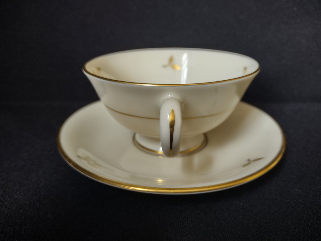 Vintage Rhodora by Lenox Tea Cup with Saucer Rose Flower Gold (lot 1793)