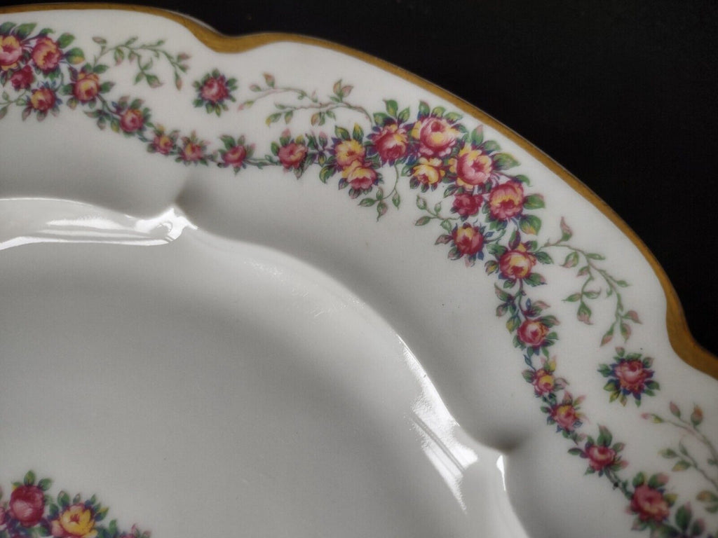 Haviland Limoges Red Rose Garland White Dinner Plate 9-3/4" (lot 355)