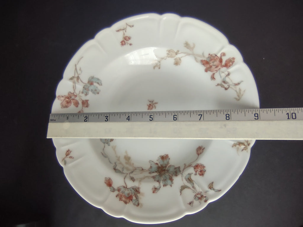 Antique Haviland Limoges Blue Red Flower Soup Plate 9" (lot 957)