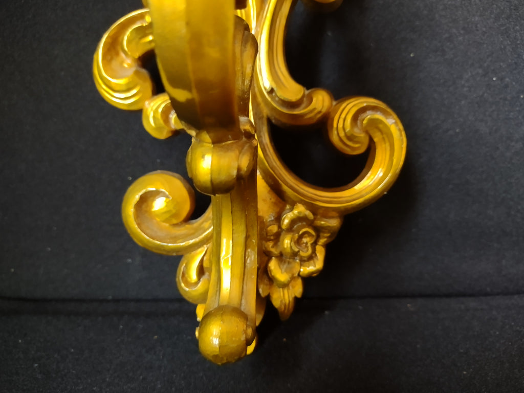 Vintage Syroco Wall Sconce Candle Holder Plastic Regency Ornate Golden (lot 1611)