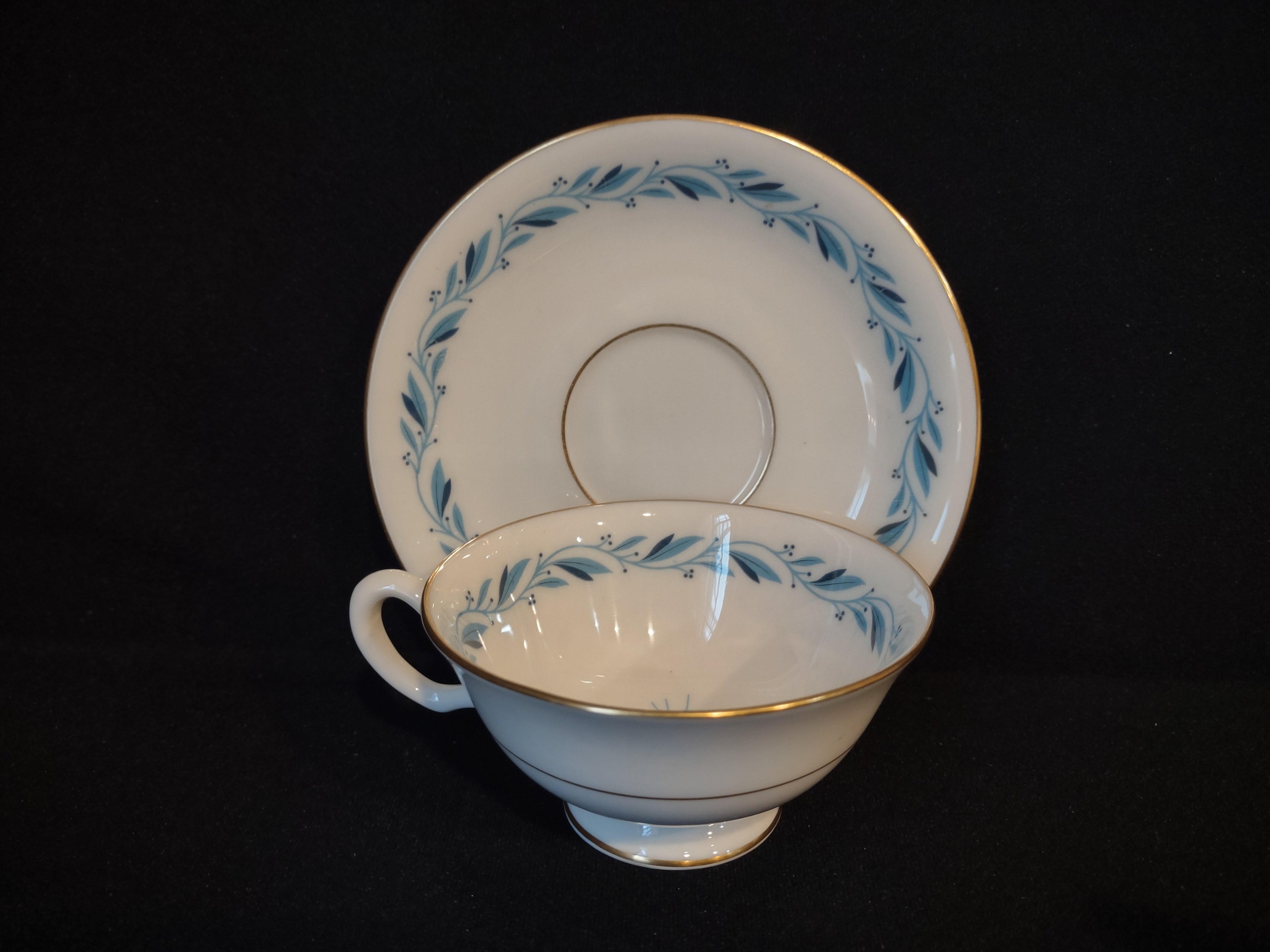 Vintage Lenox Blue Ridge Teacup with Saucer Gold Stamp (lot 1782)