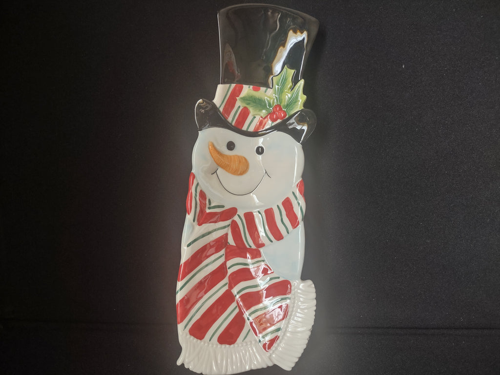 Fitz and Floyd Holiday Christmas Snack Therapy Snowman Server (lot 1532)