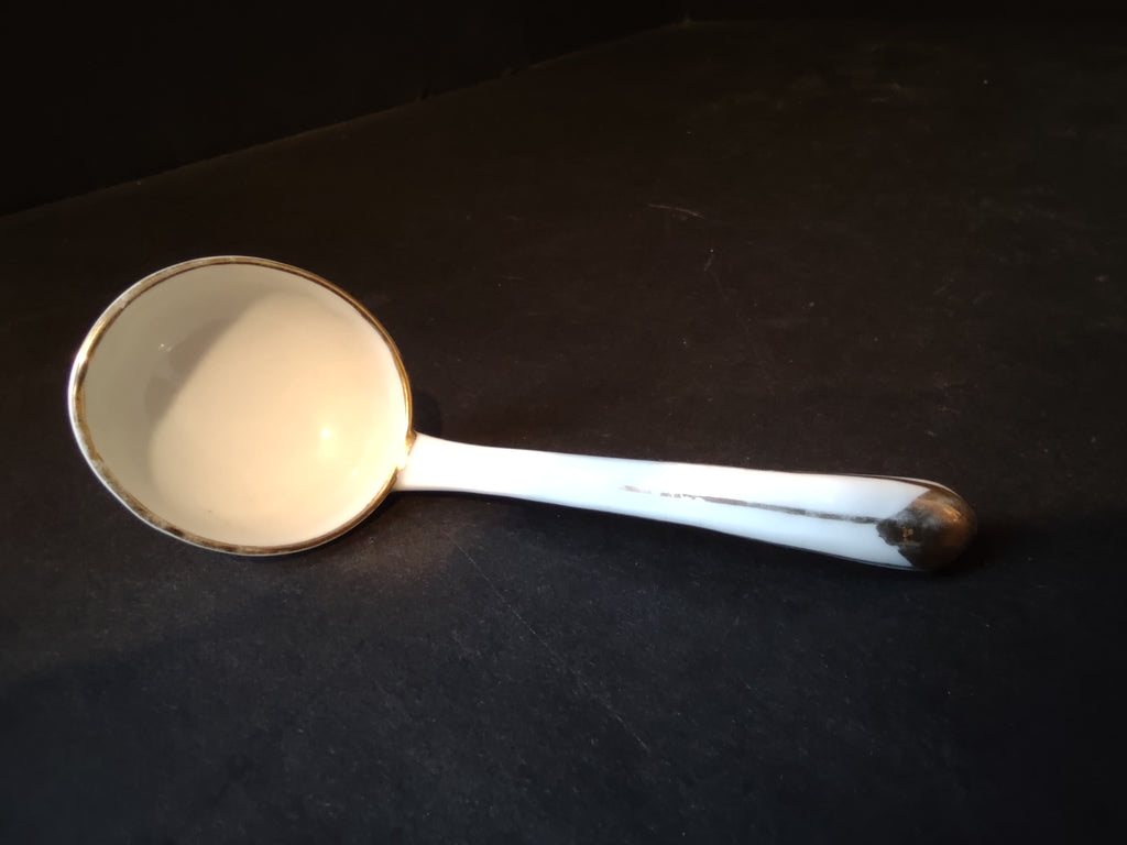 Vintage Nippon Small Spoon Ladle White Golden Trim (lot 5358)