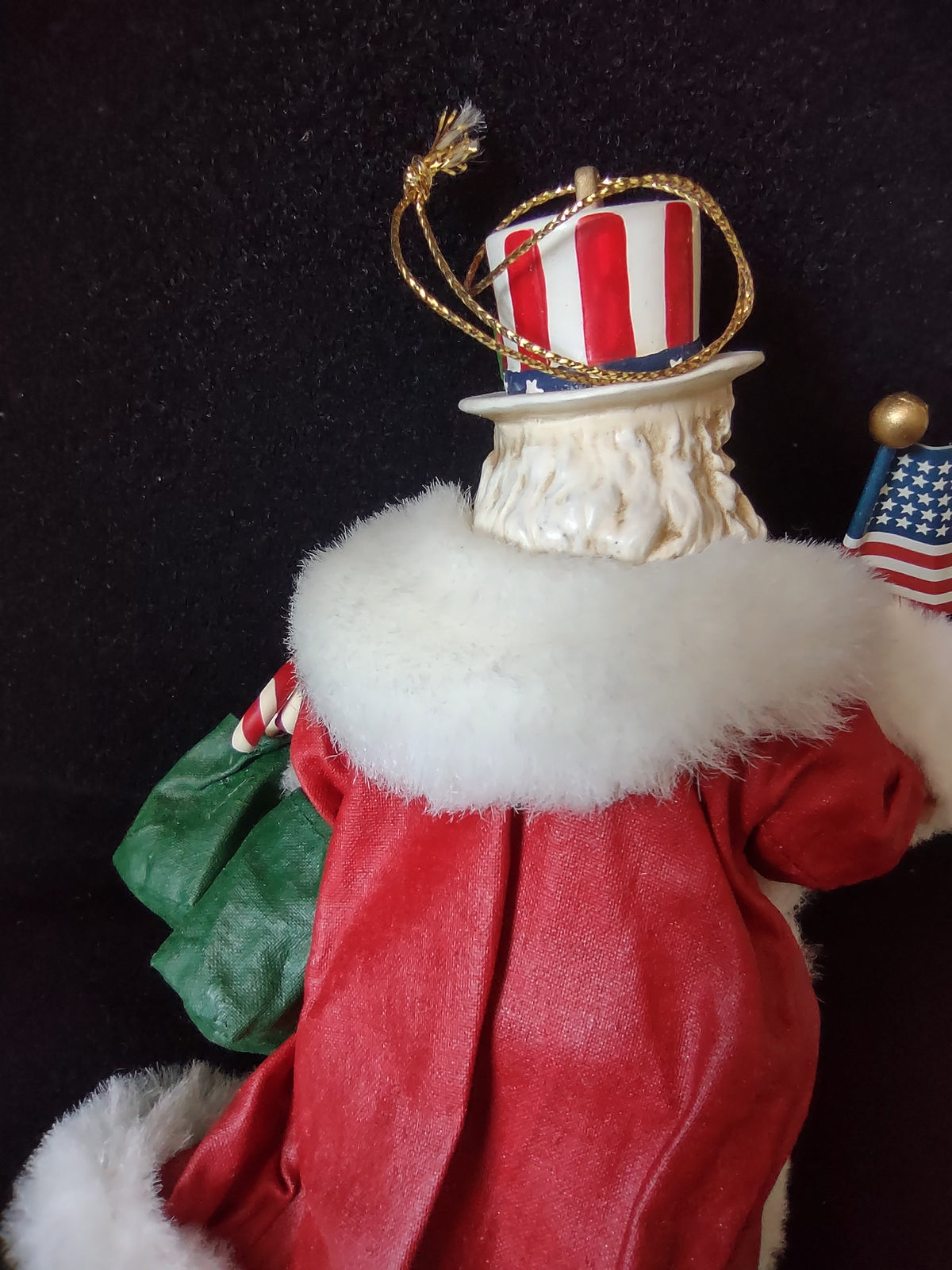 Vintage World of Santas American Santa Christmas Ornament Flag Toy Sack [8191n]