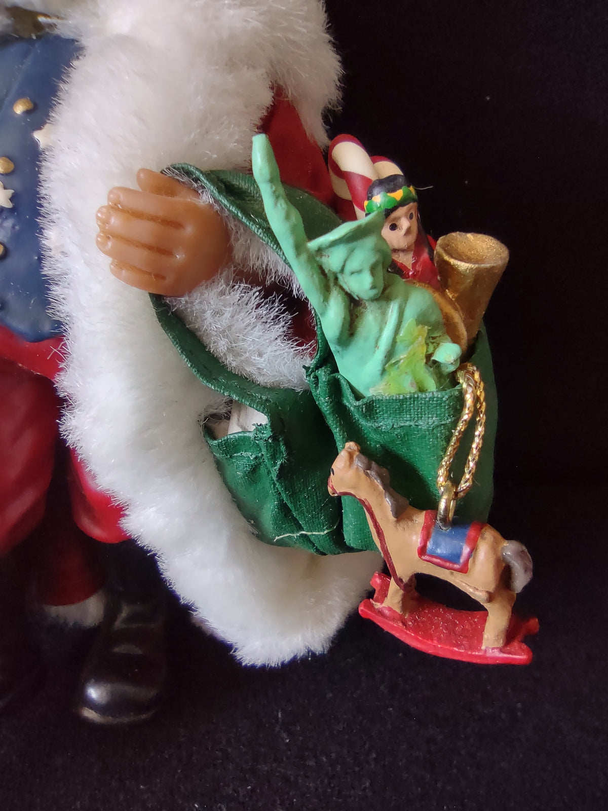 Vintage World of Santas American Santa Christmas Ornament Flag Toy Sack [8191n]
