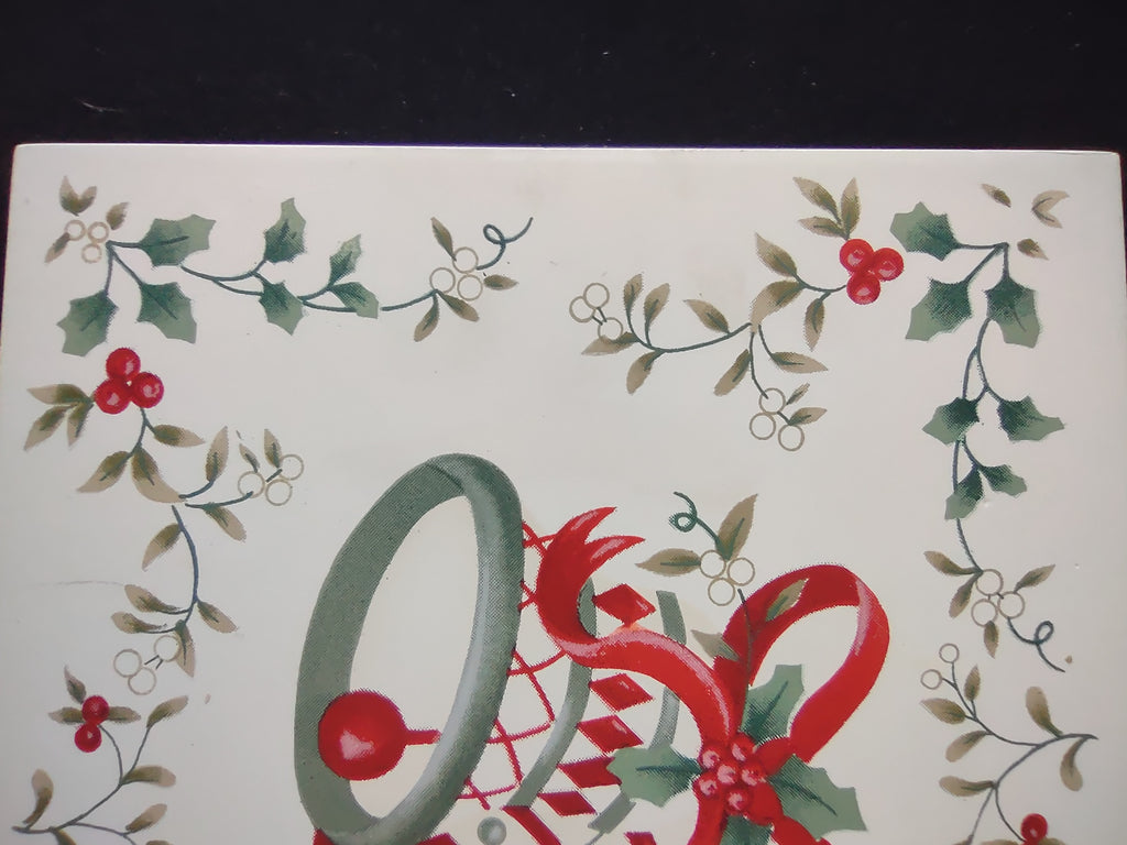 Vintage Pfaltzgraff Christmas Bells Holly Wooden Wall Pocket Red Green [8195n]