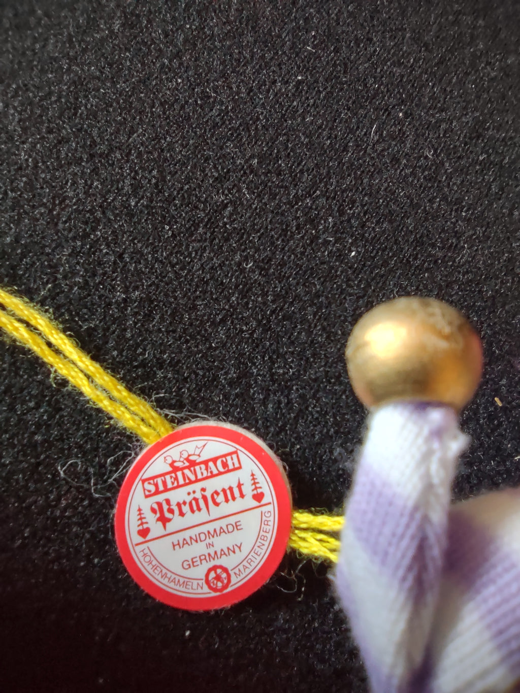 Vintage Steinbach Mouse Wood Christmas Ornament Germany Purple Scarf [8196n]
