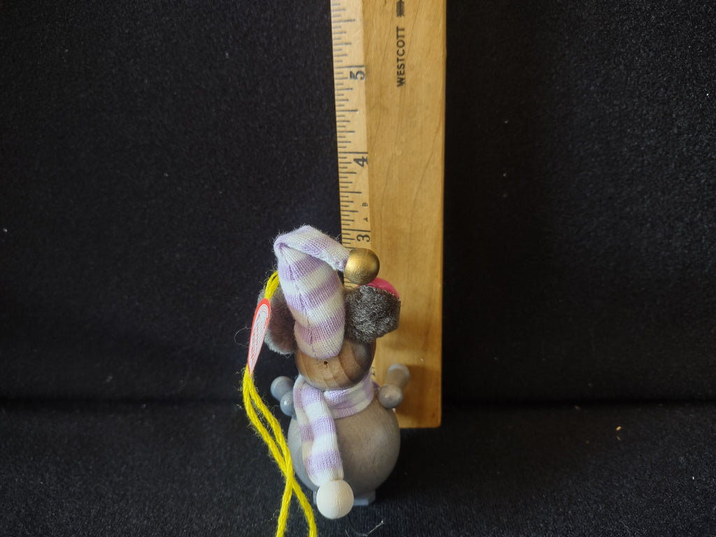 Vintage Steinbach Mouse Wood Christmas Ornament Germany Purple Scarf [8196n]