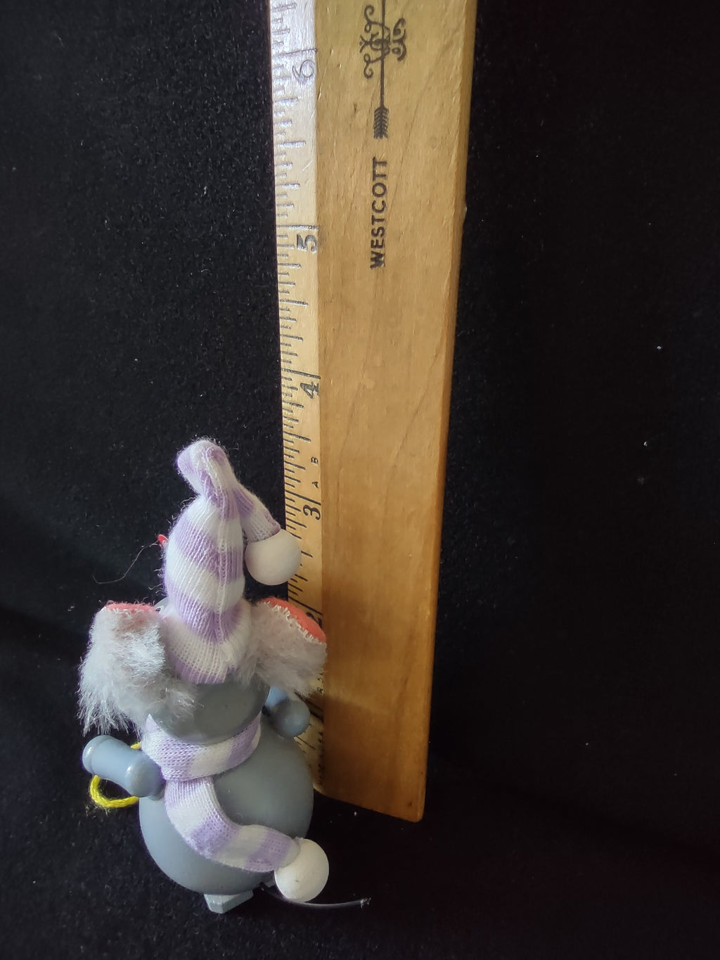 Vintage Steinbach German Wood Mouse Christmas Ornament Gray Lavender Hat [8197n]