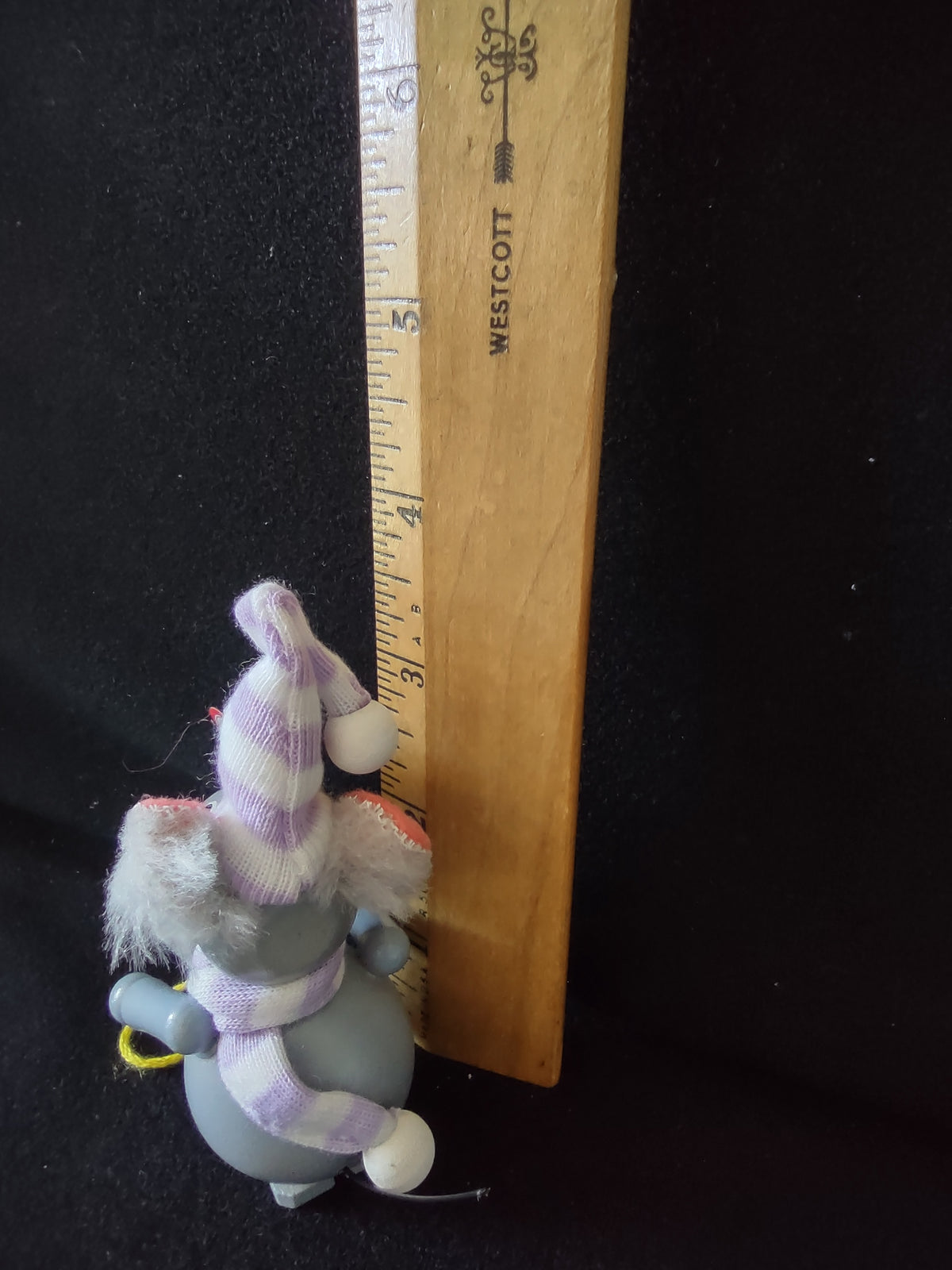 Vintage Steinbach German Wood Mouse Christmas Ornament Gray Lavender Hat [8197n]