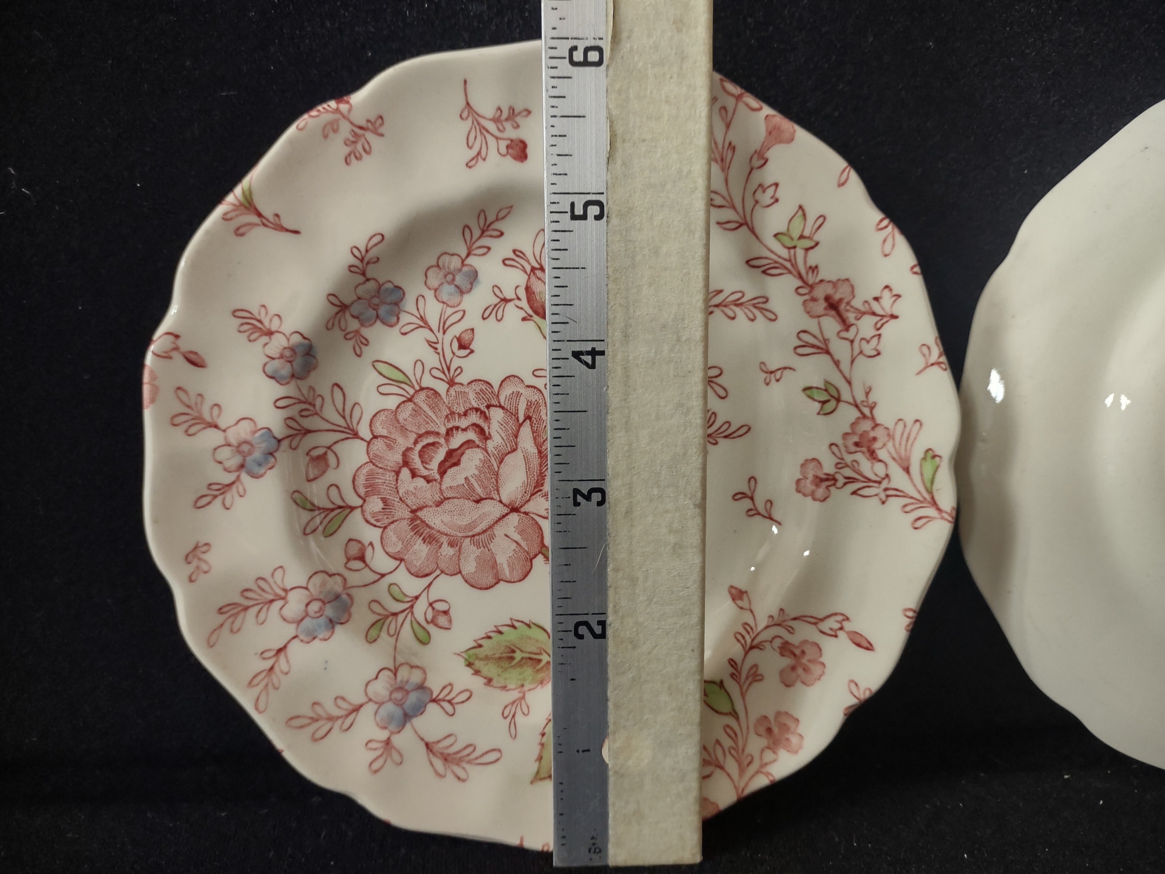 Vintage Johnson Brothers Black Stamp Small Plate x 2 Chintz (lot 5700)