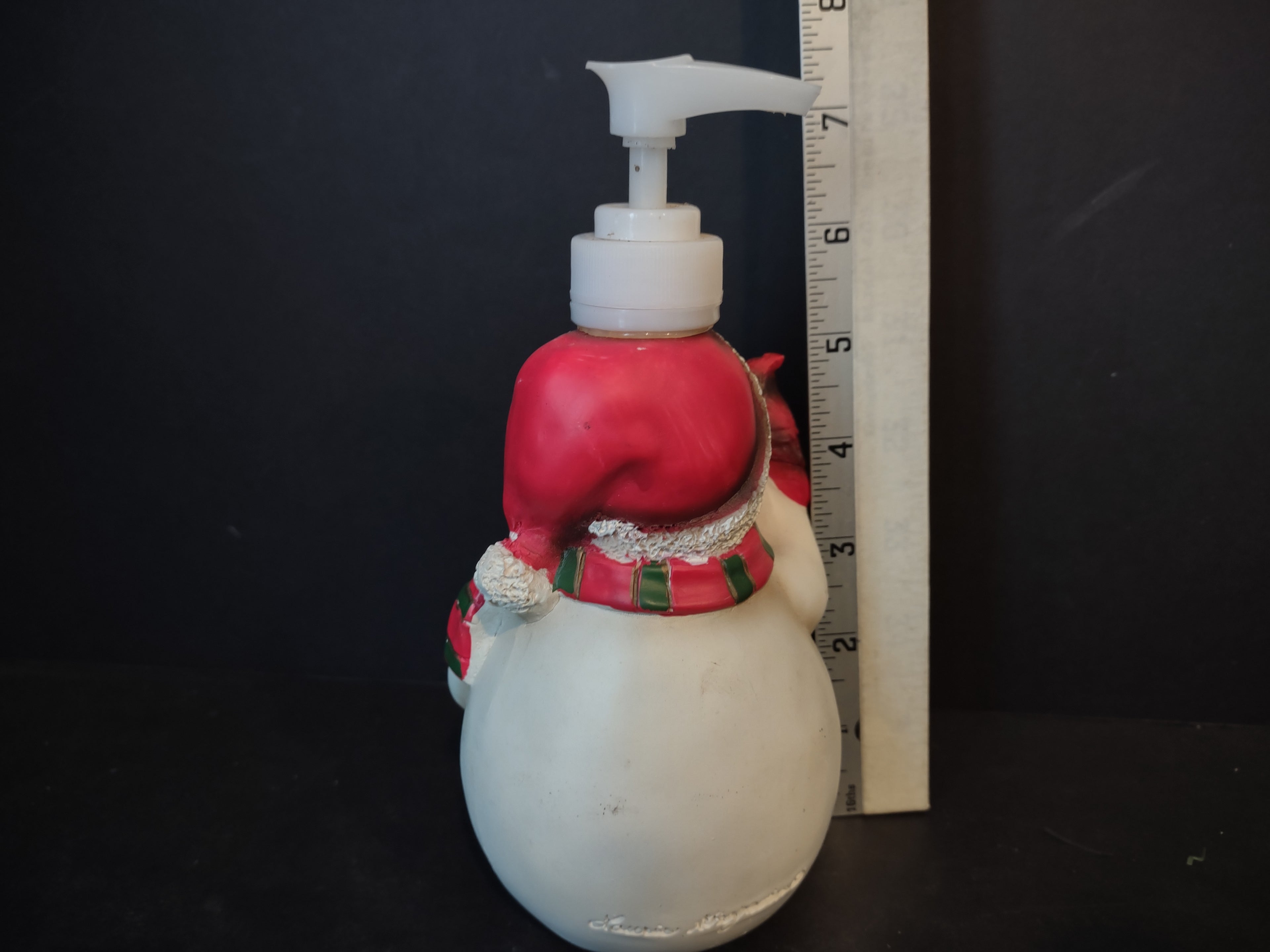 Vintage Soap Dispenser Snowman Christmas Robin Laurie (lot 2461)
