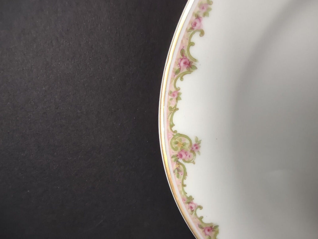 Haviland Limoges Gold Green & Pink Rose Trim Salad Luncheon White Plate (lot 685