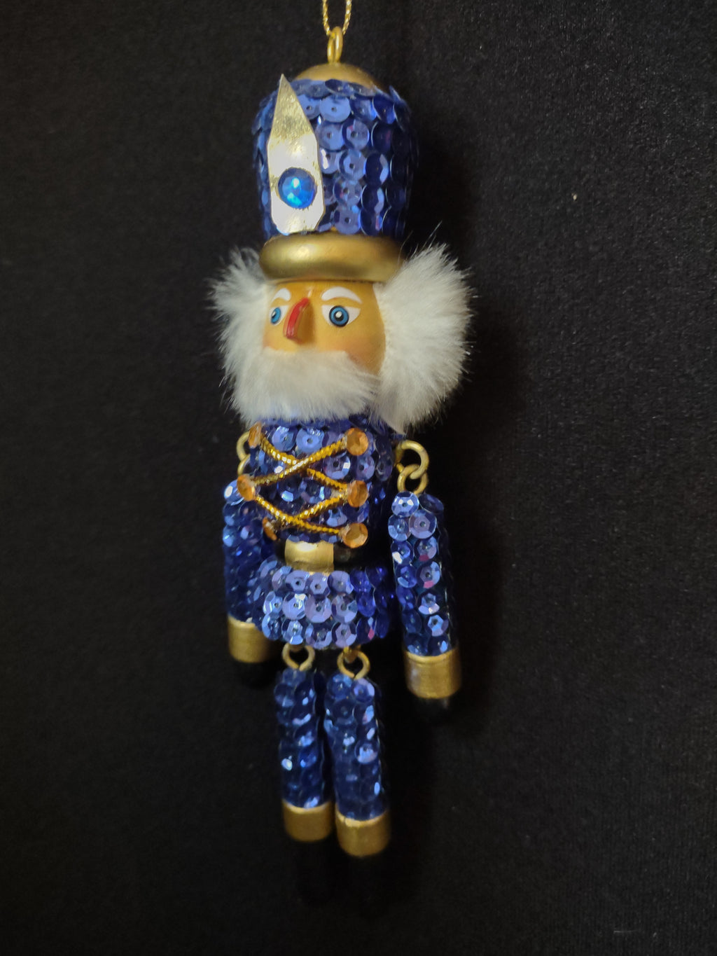 Christmas Soldier Nutcracker Village Ornaments Handcrafted Blue Red (lot 1598)