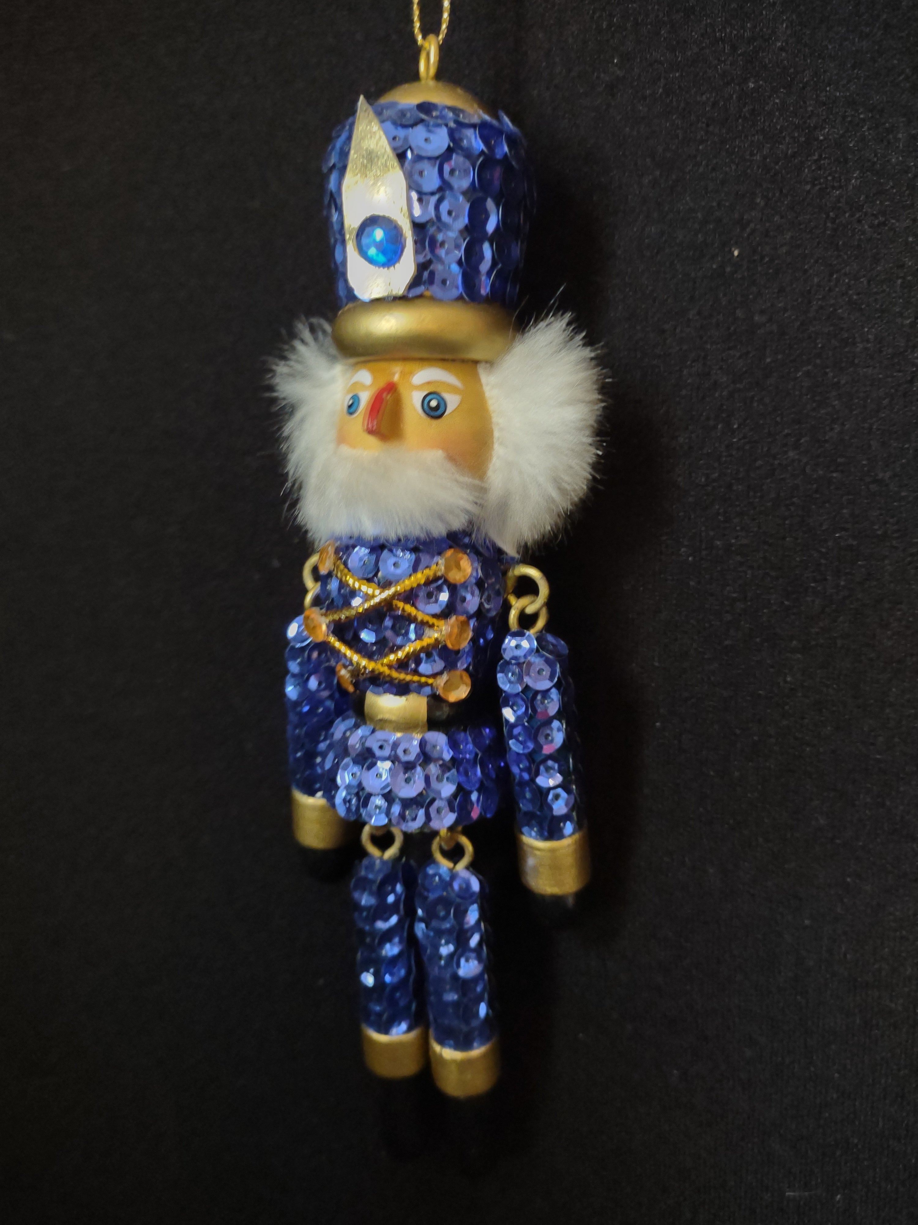Christmas Soldier Nutcracker Village Ornaments Handcrafted Blue Red (lot 1598)