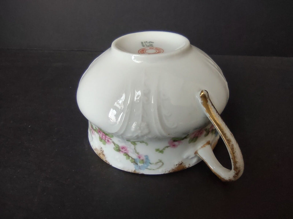 GDA CHf Haviland Limoges Gold Trim Pink Rose Swag Garland Bullion Cup (lot 483
