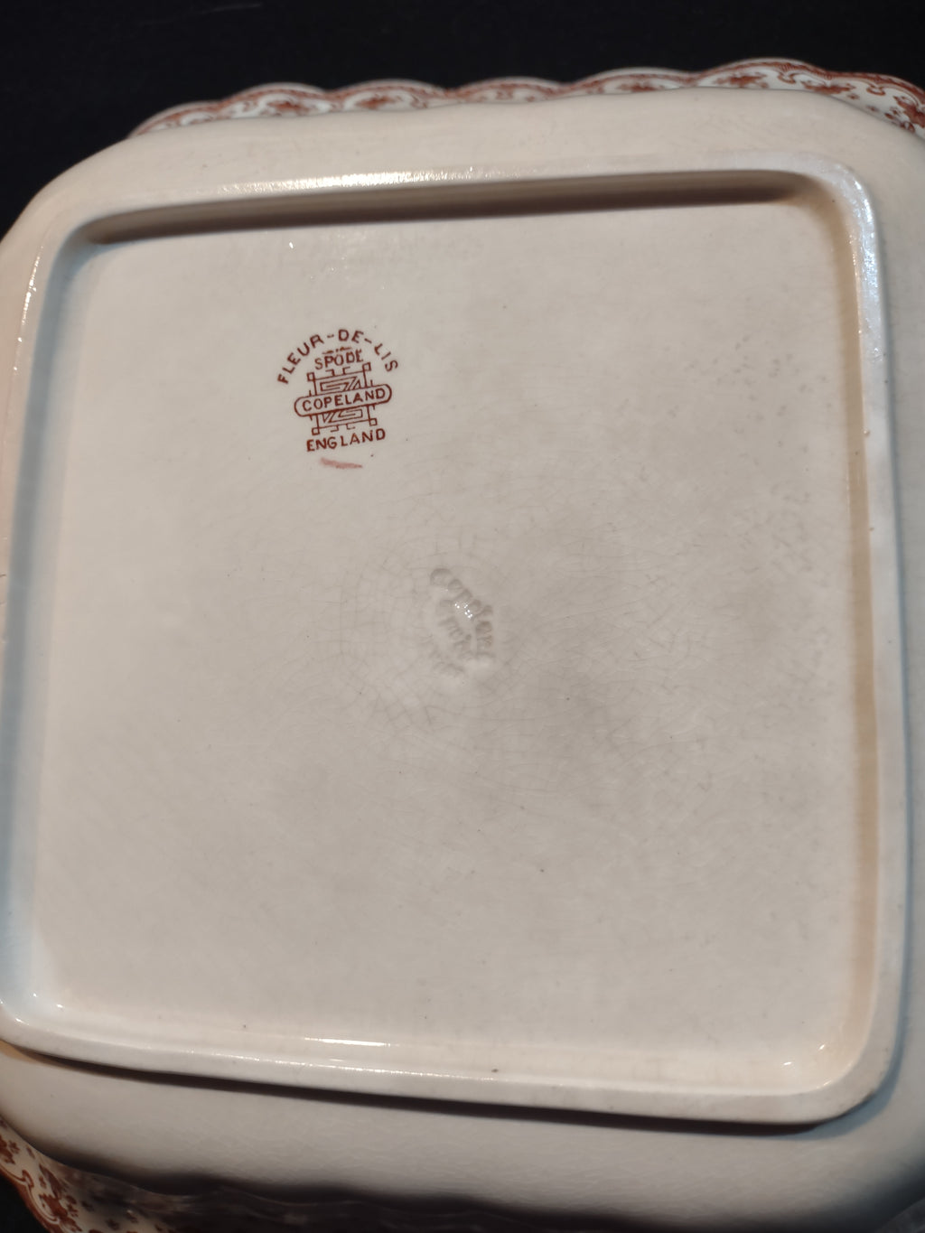 Vintage Spode Fleur-De-Lis Serving Bowl Brown Countryside Ironstone (lot 5755)