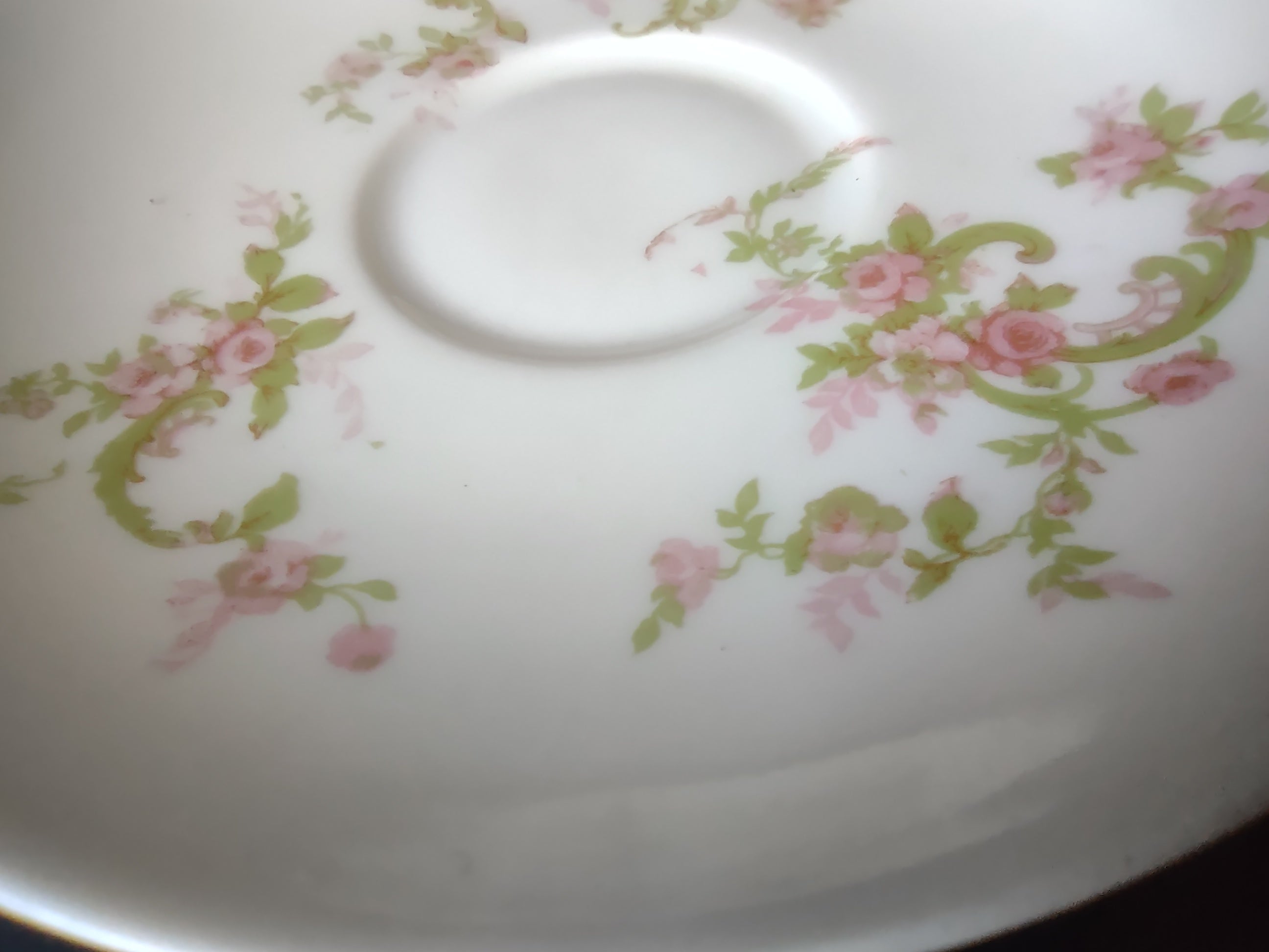 Haviland Limoges Saucer ONLY Pink Rose Green Ribbon (lot 894)