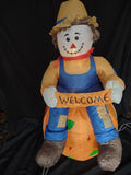 Vintage Halloween Thanksgiving Farm Boy on Pumpkin Inflatable 4 Ft (lot 3252j)