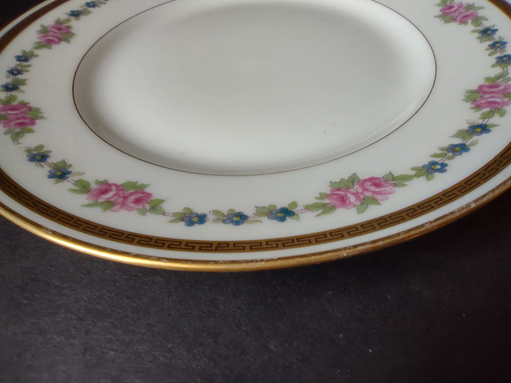 France Limoges for L. Bernardaud Double Gold Trim Roses Dessert Plate (lot 972)