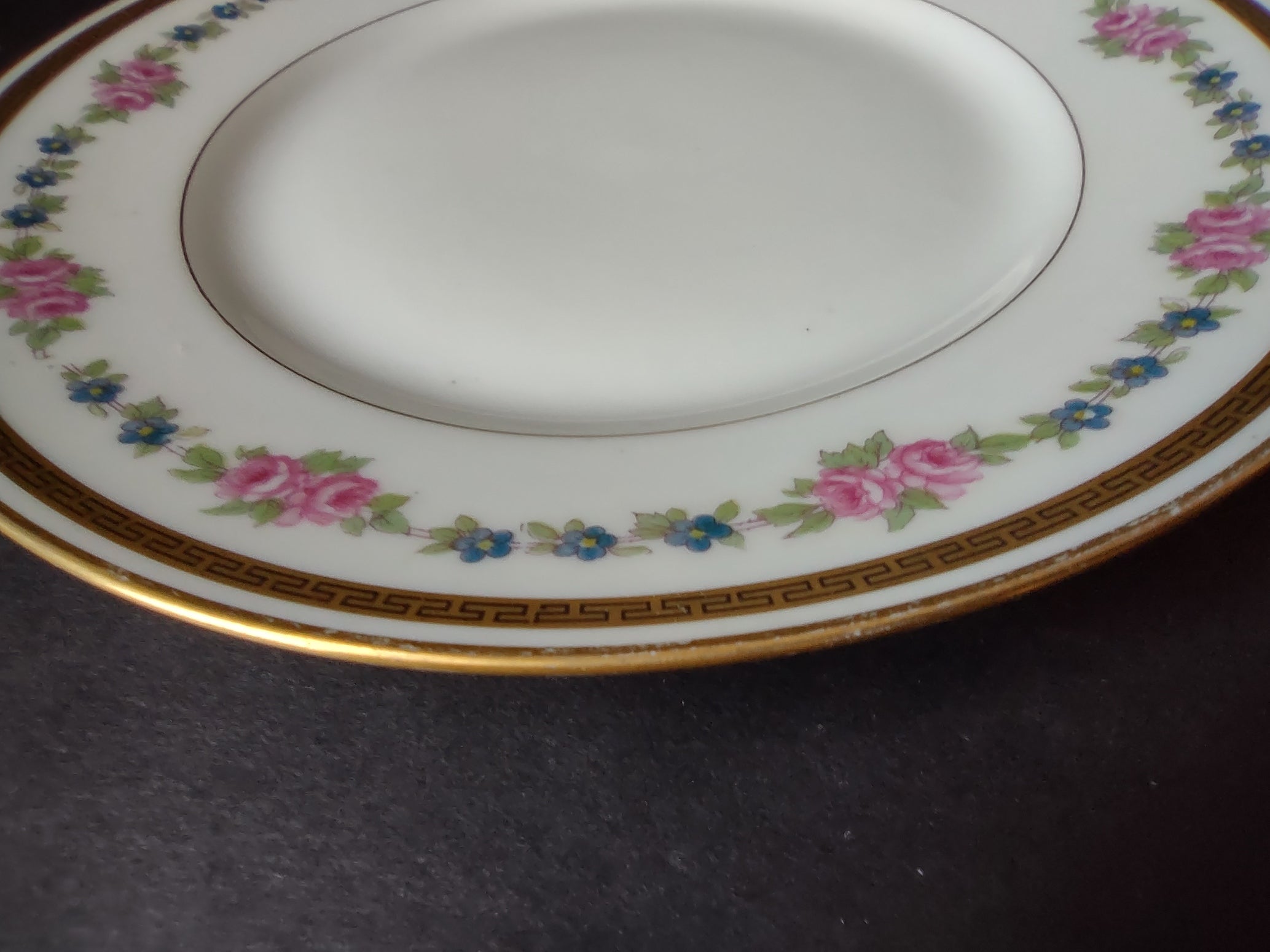 France Limoges for L. Bernardaud Double Gold Trim Roses Dessert Plate (lot 972)